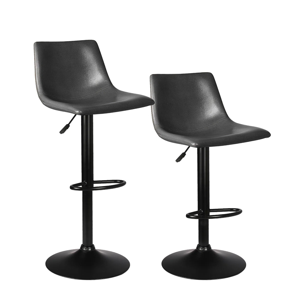 Swivel Upholstered Adjustable Height Counter Stool with Metal Frame (Set of 2)