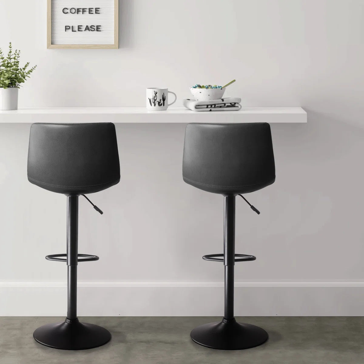 Swivel Upholstered Adjustable Height Counter Stool with Metal Frame (Set of 2)