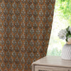 Hand Block Print Brown or Black Floral Pinch Pleated Curtain