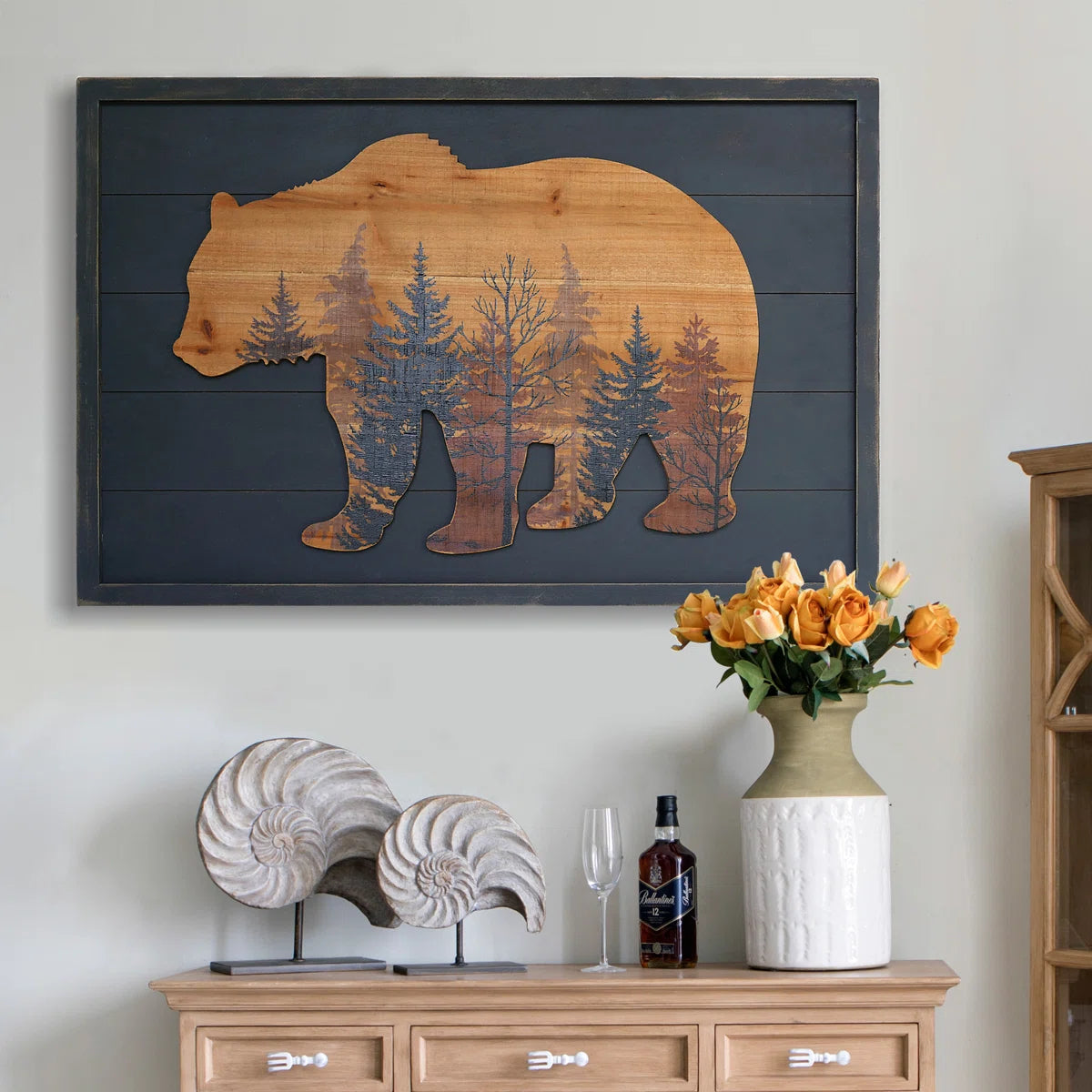 18" x 28" Handmade Rustic Bear Wall Decor SHOWROOM ITEM