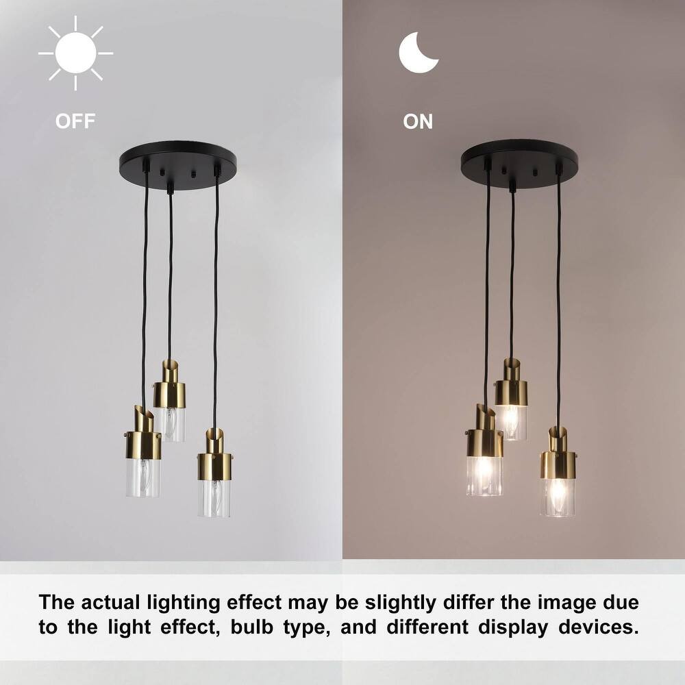 Hartwin Modern Black Gold Glass Chandelier Cluster Pendant Lights for Kitchen Island - Black and Gold (Set of 2)
