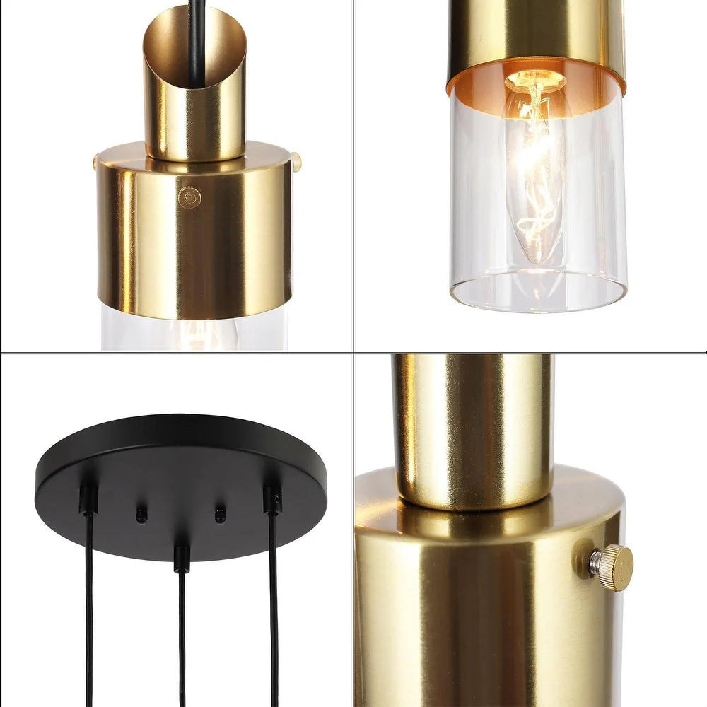 Hartwin Modern Black Gold Glass Chandelier Cluster Pendant Lights for Kitchen Island - Black and Gold (Set of 2)