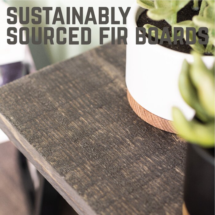 Boulder Black Hazle Solid Wood Floating Shelf (Set of 2)