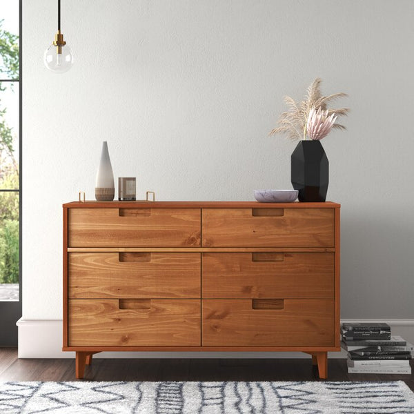 6-drawer caramel mid century modern wood dresser Helmick 6 Drawer Dresser – Salvage & Co Indy