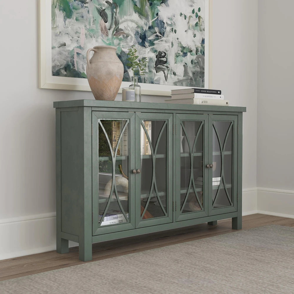 Bayside Wood 4-Door Console Cabinet, Robin Egg Blue