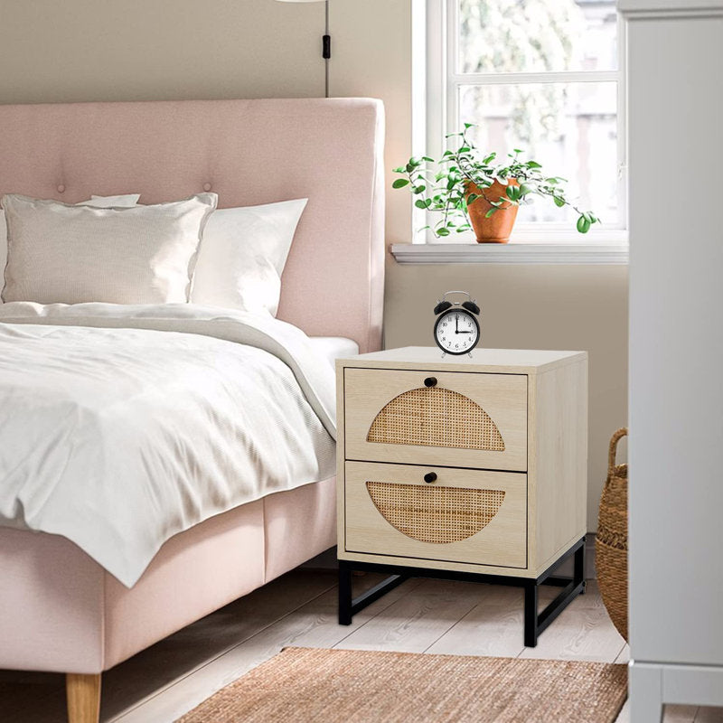Natural Oak/Black Hippocrates Nightstand