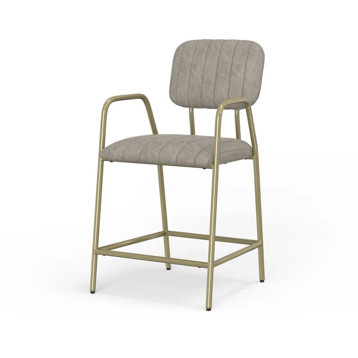 Holford Upholstered Vegan Leather Counter Height Stool with Metal Base