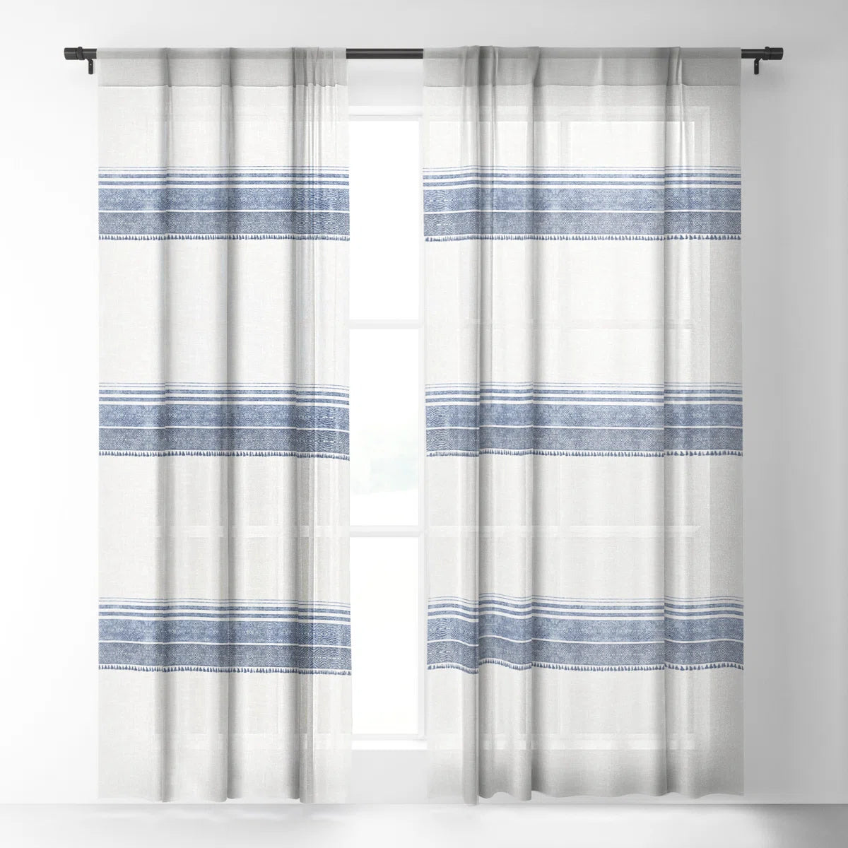 Holli Zollinger French Linen Chambray Tassel 1pc Sheer Curtain Panel