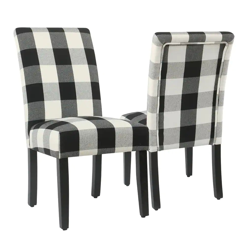 Black Plaid Parsons Dining Chair (Set of 2)