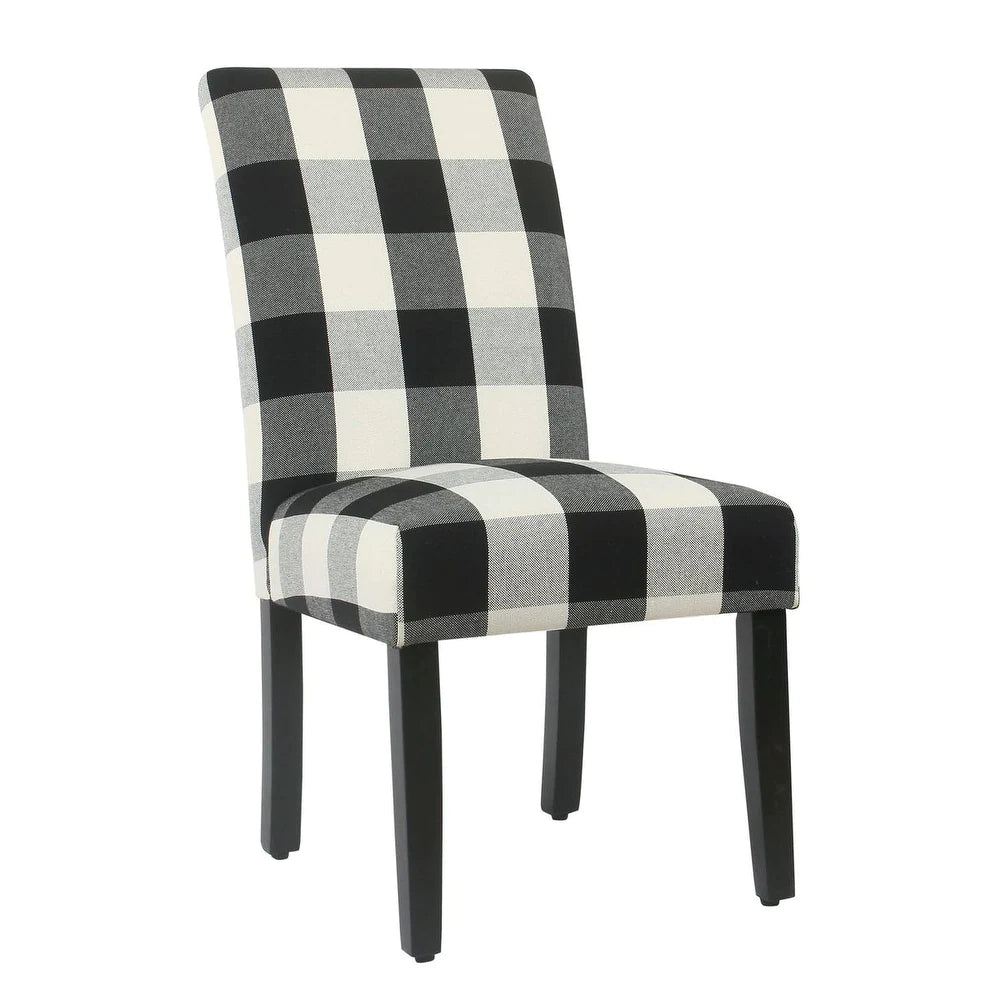 Black Plaid Parsons Dining Chair (Set of 2)