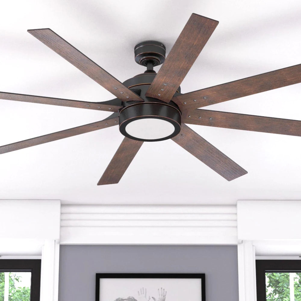 Xerxes Bronze Contemporary LED Ceiling Fan with Light and Remote Control