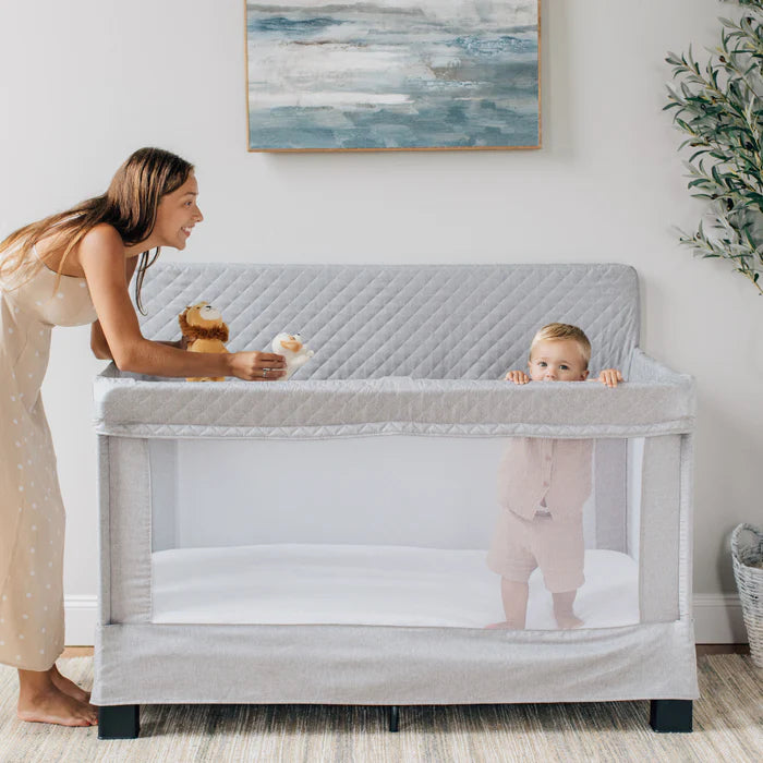 Horizon Full Size Mesh Crib-Quilted Pebble Grey