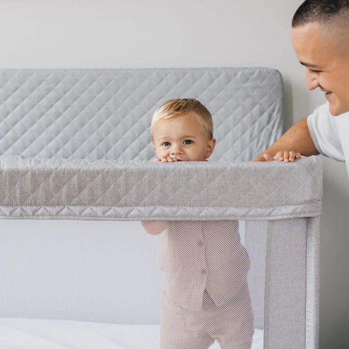 Horizon Full Size Mesh Crib-Quilted Pebble Grey