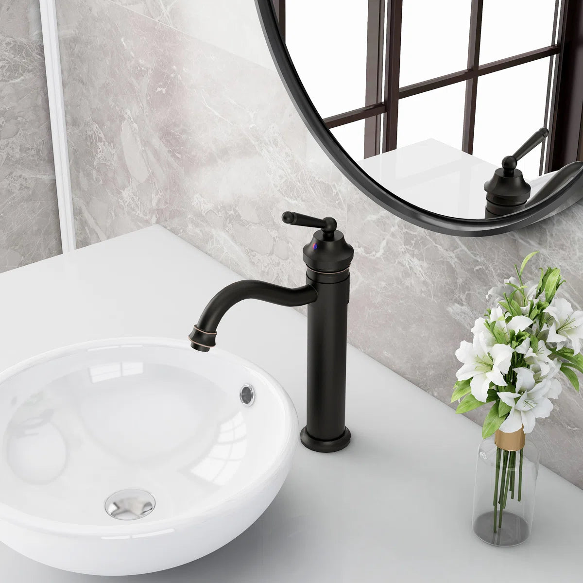 Horizon Vessel Sink Single Hole Bathroom Faucet