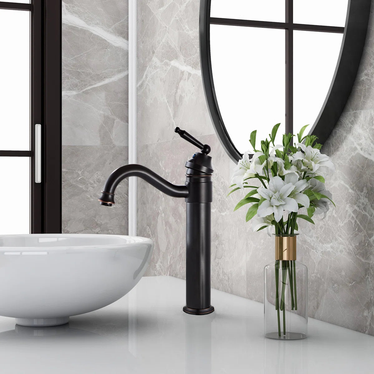 Horizon Vessel Sink Single Hole Bathroom Faucet