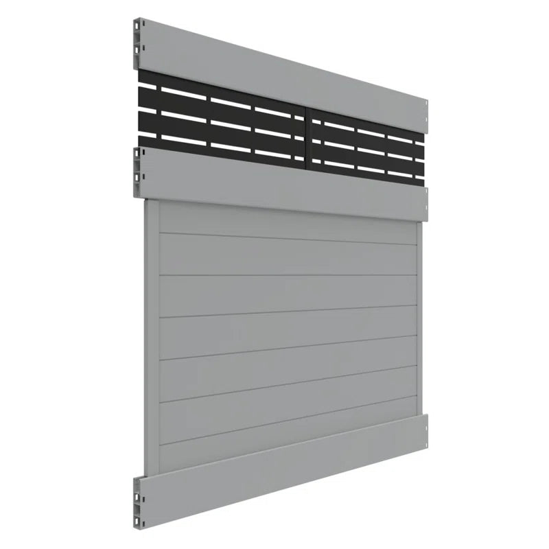Horizontal Fence Boardwalk Gray Vinyl Privacy Panel Kit