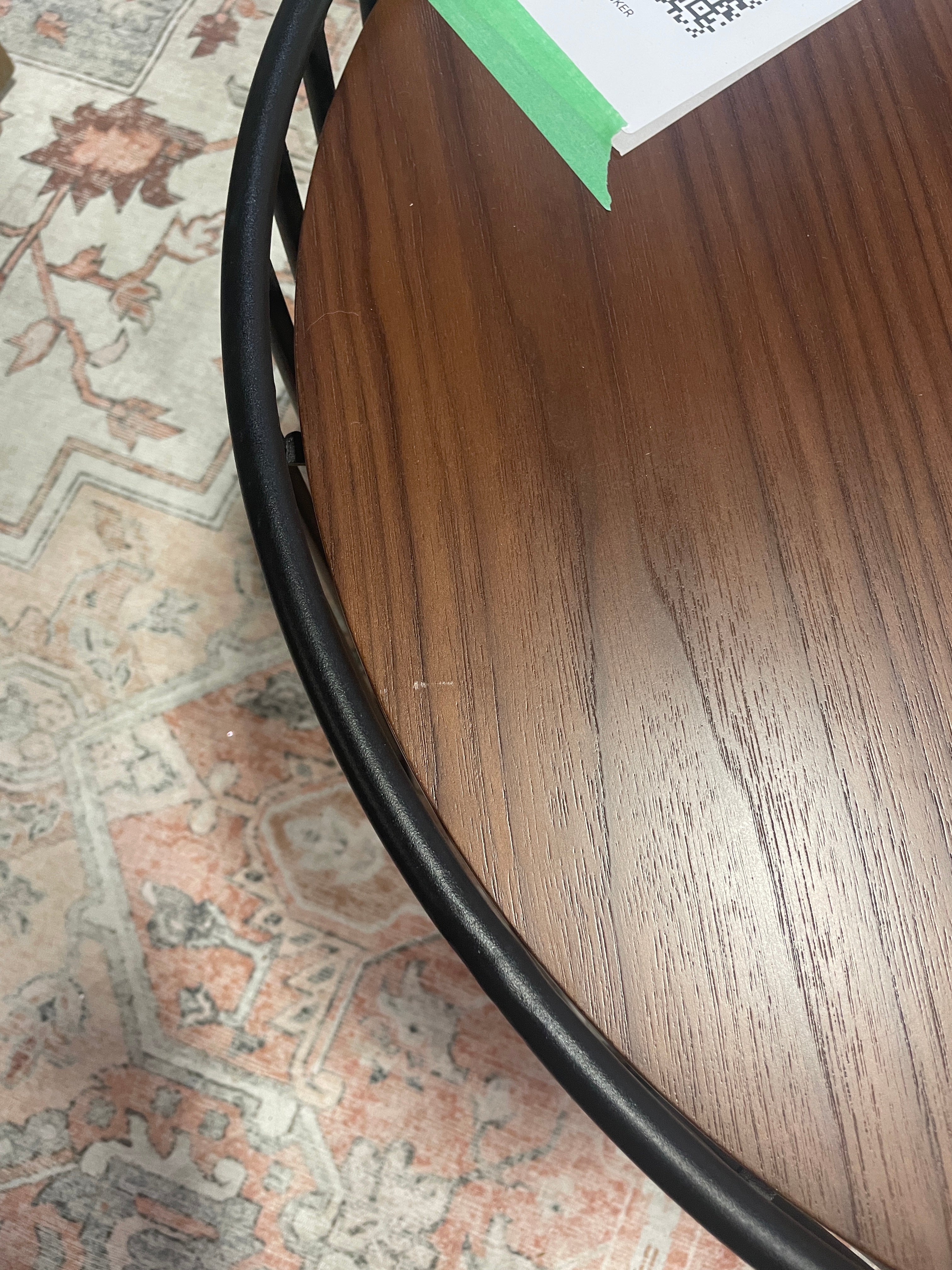 Modrest Bronson Modern Walnut & Black Round Coffee Table SHOWROOM ITEM