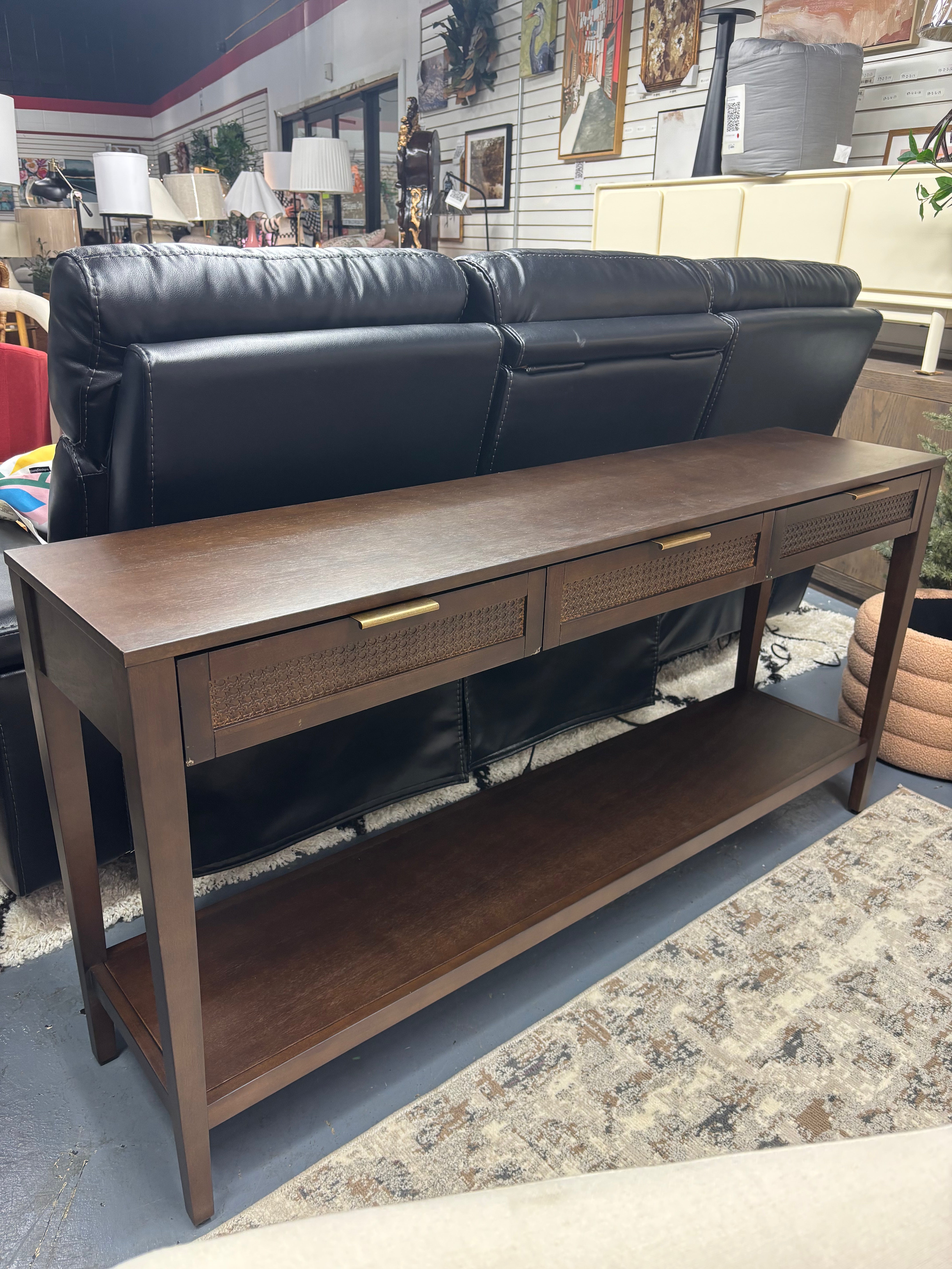 East Bluff Woven Drawer Console Table - Brown SHOWROOM ITEM
