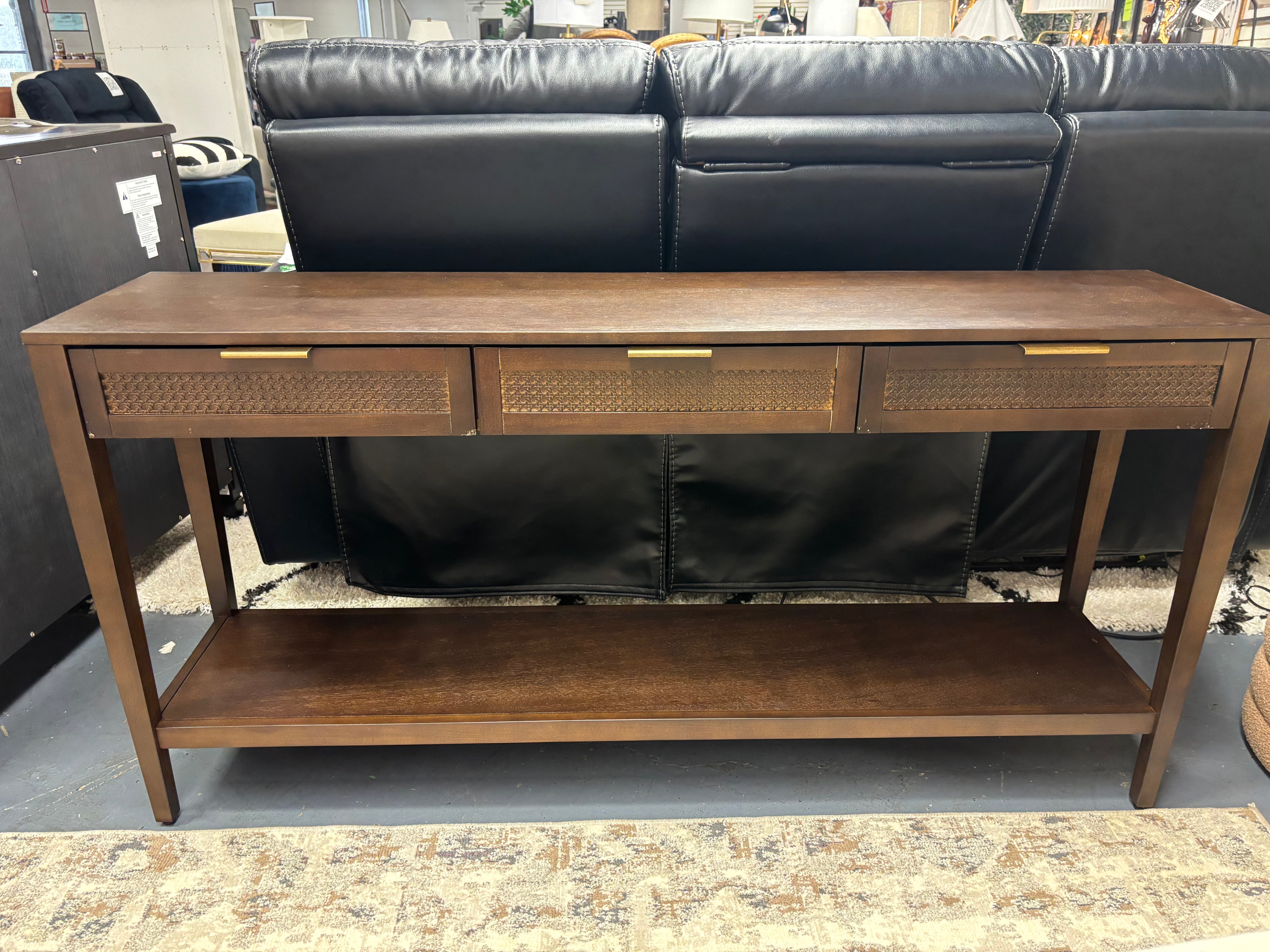 East Bluff Woven Drawer Console Table - Brown SHOWROOM ITEM
