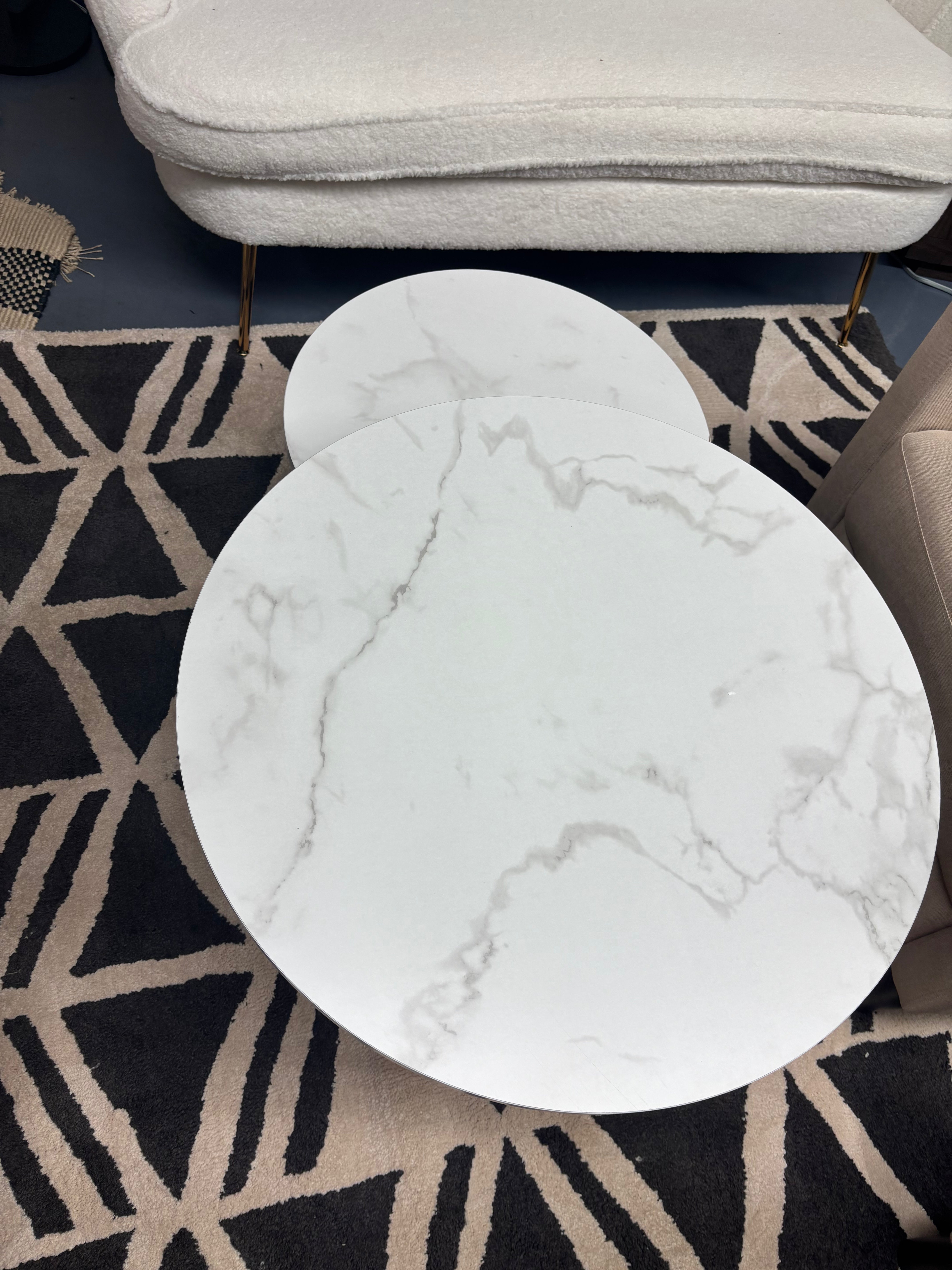 (Set of 2) 27.56'' Round Nesting Coffee Table - White SHOWROOM ITEM