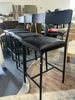 (Set of 4) Upholstered Height Bar Stools with Backrest and Footrest - Black SHOWROOM ITEM