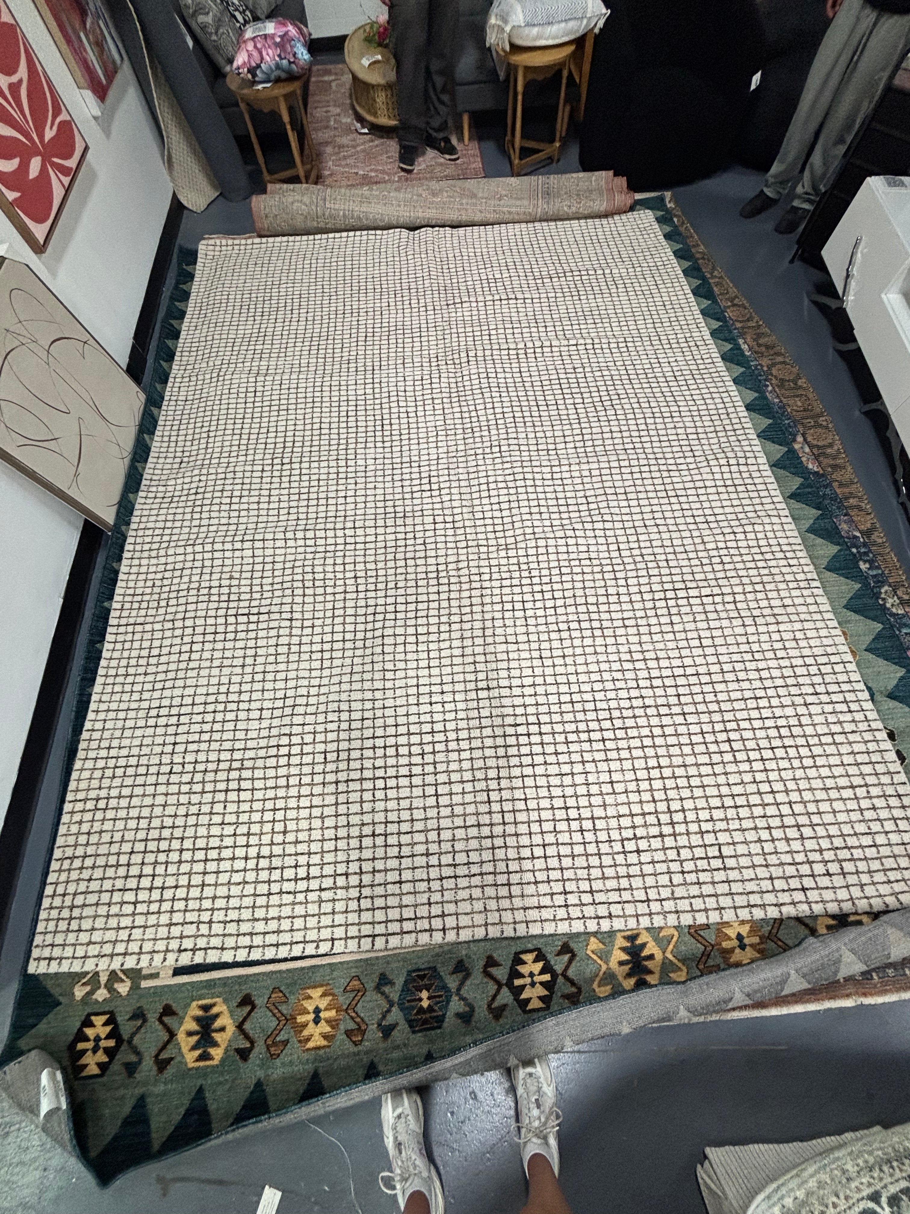 9'x12'  Nuloom Melrose Checked Wool Area Rug SHOWROOM ITEM