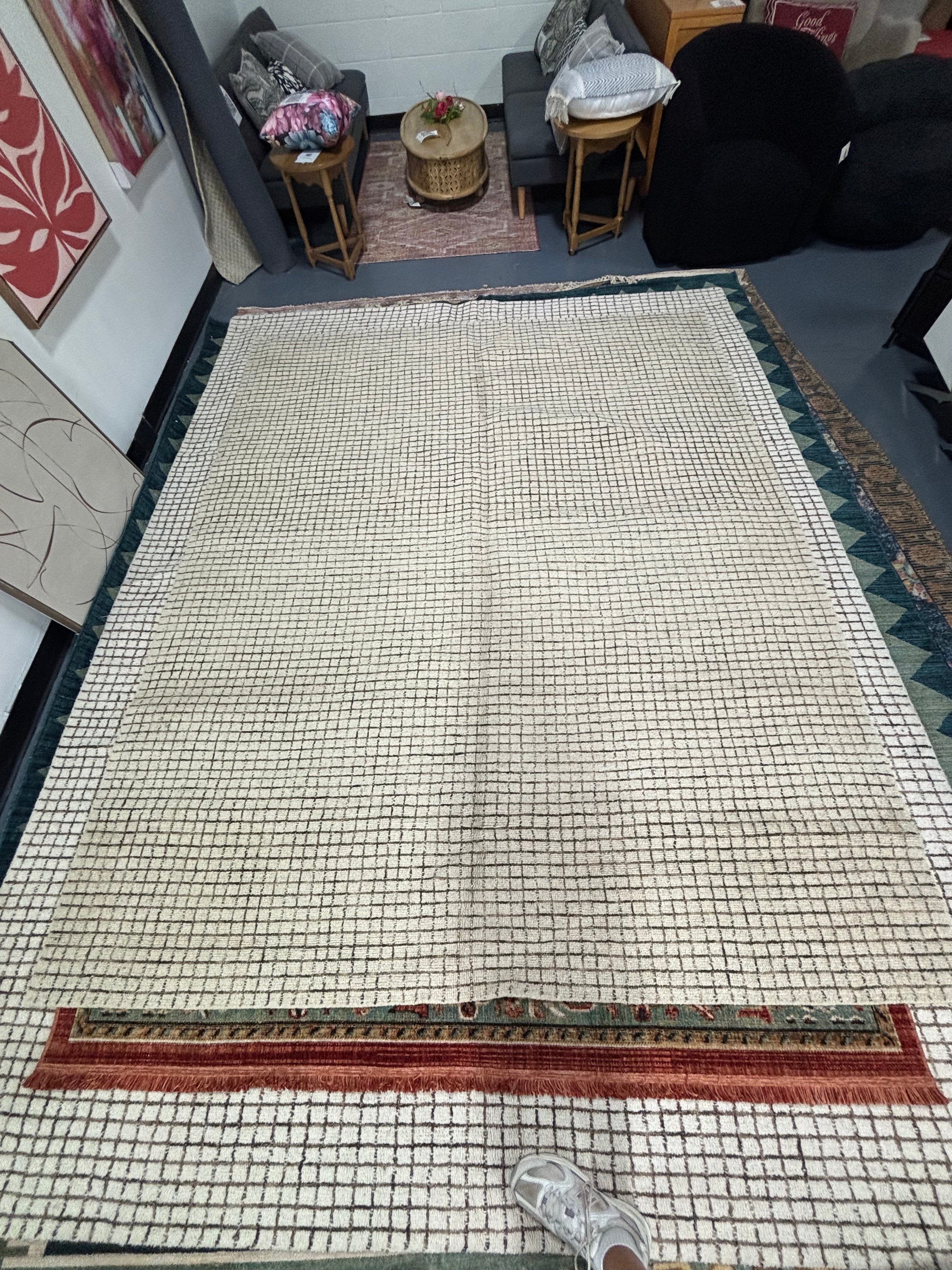 8'x10' Melrose Checked Wool Area Rug SHOWROOM ITEM