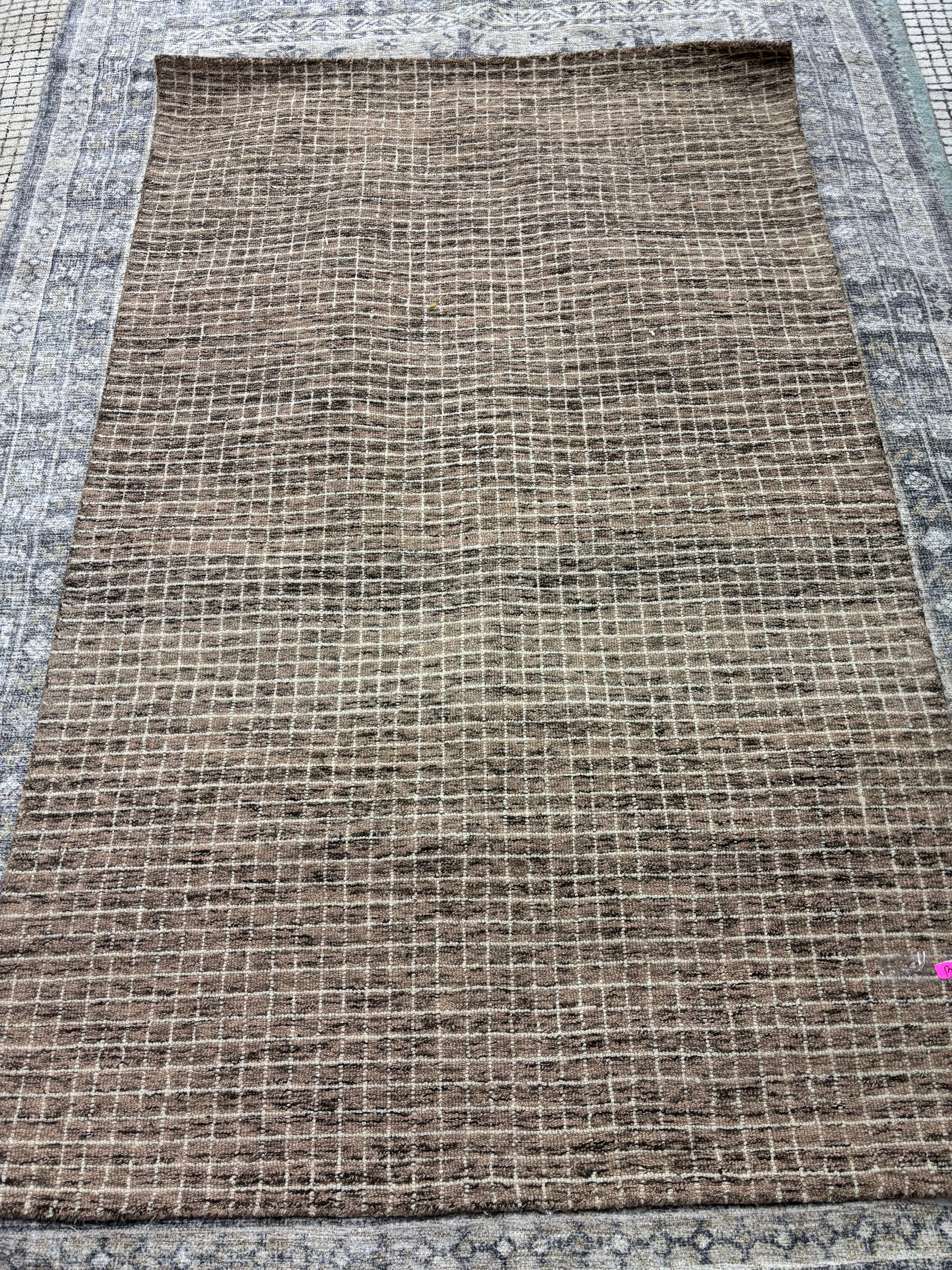 5'x8' Nuloom Melrose Checked Wool Area Rug - Brown SHOWROOM ITEM
