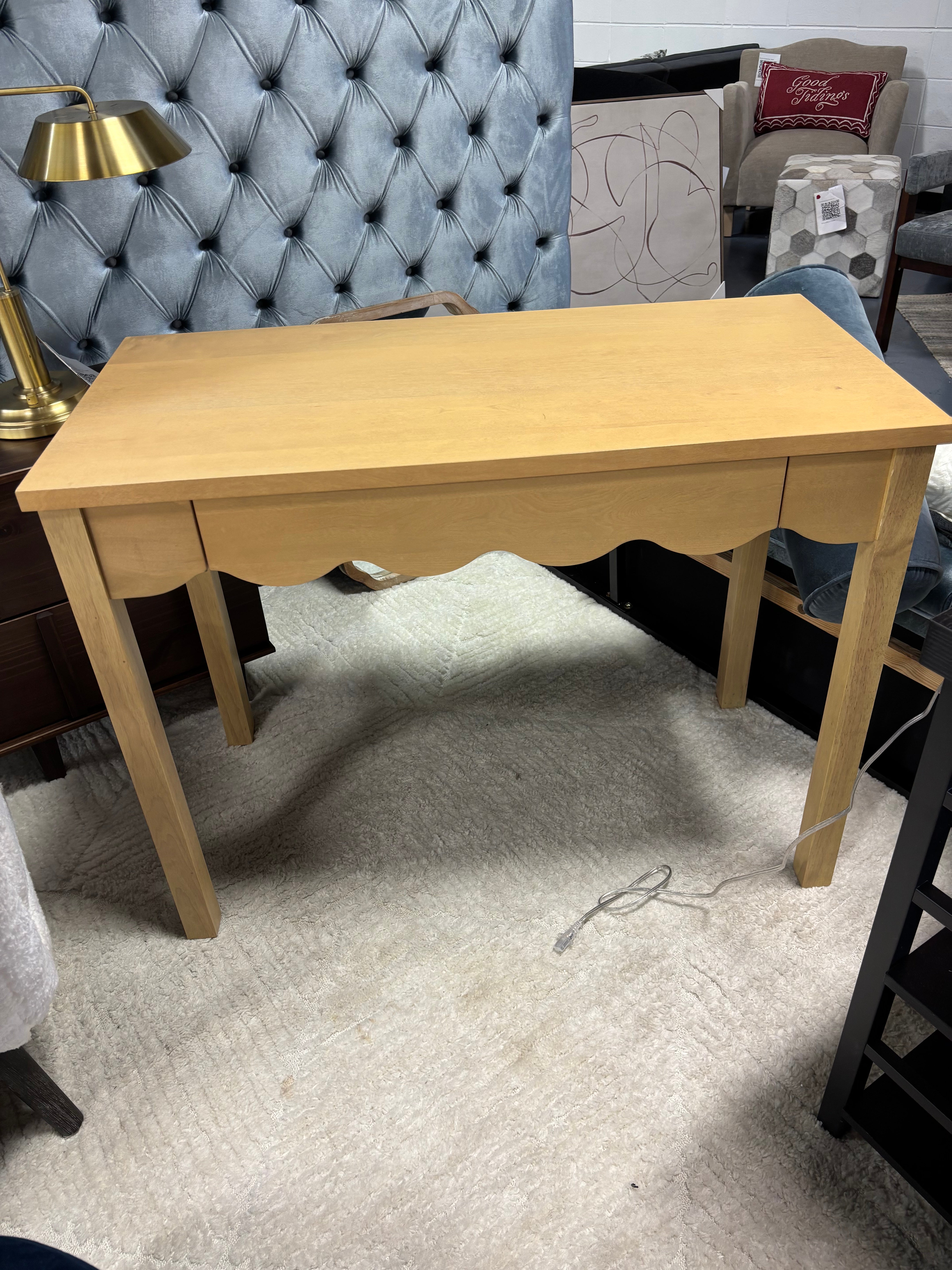 Wavy Writing Desk with Drawer - Natural SHOWROOM ITEM
