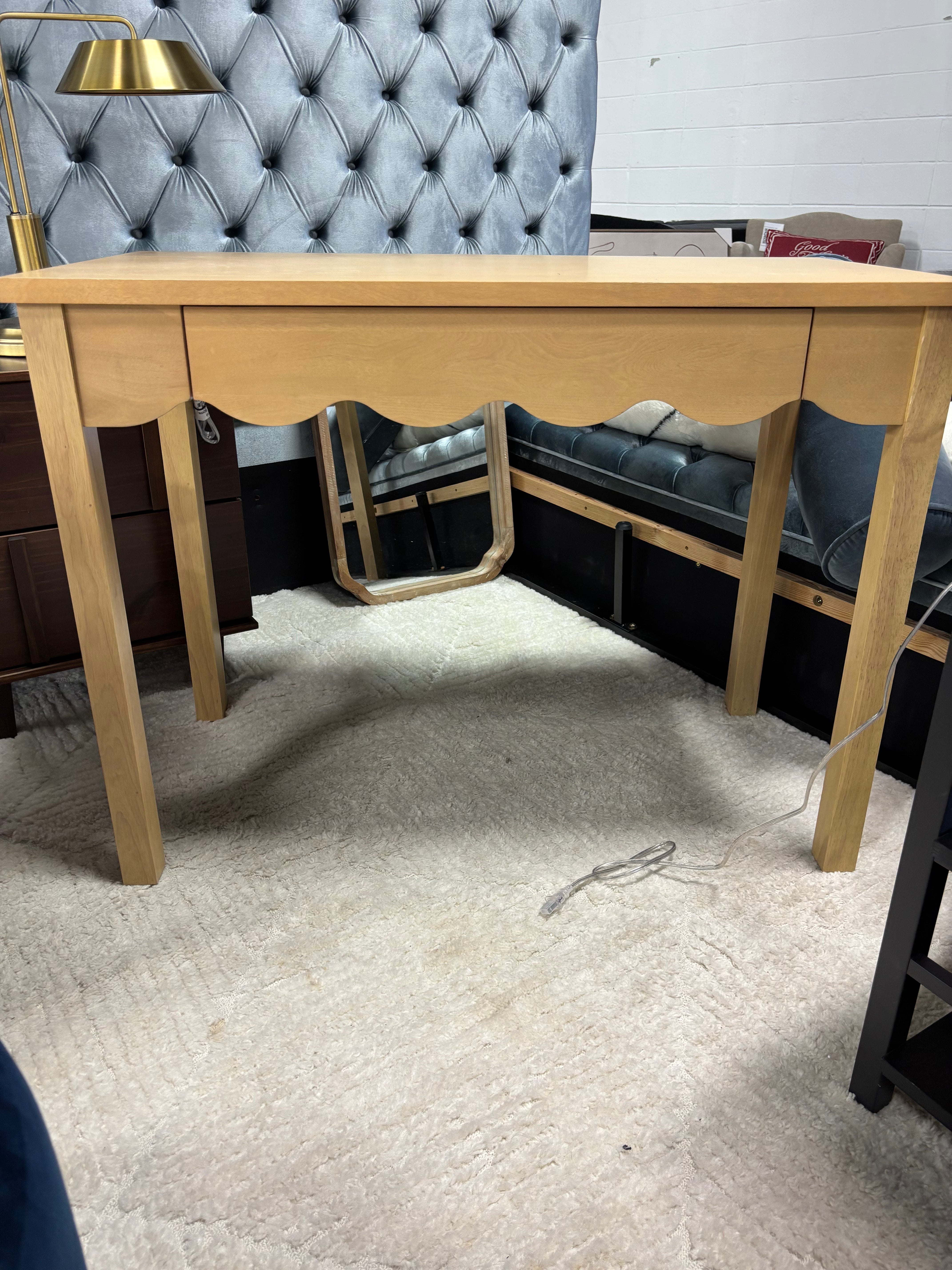 Wavy Writing Desk with Drawer - Natural SHOWROOM ITEM
