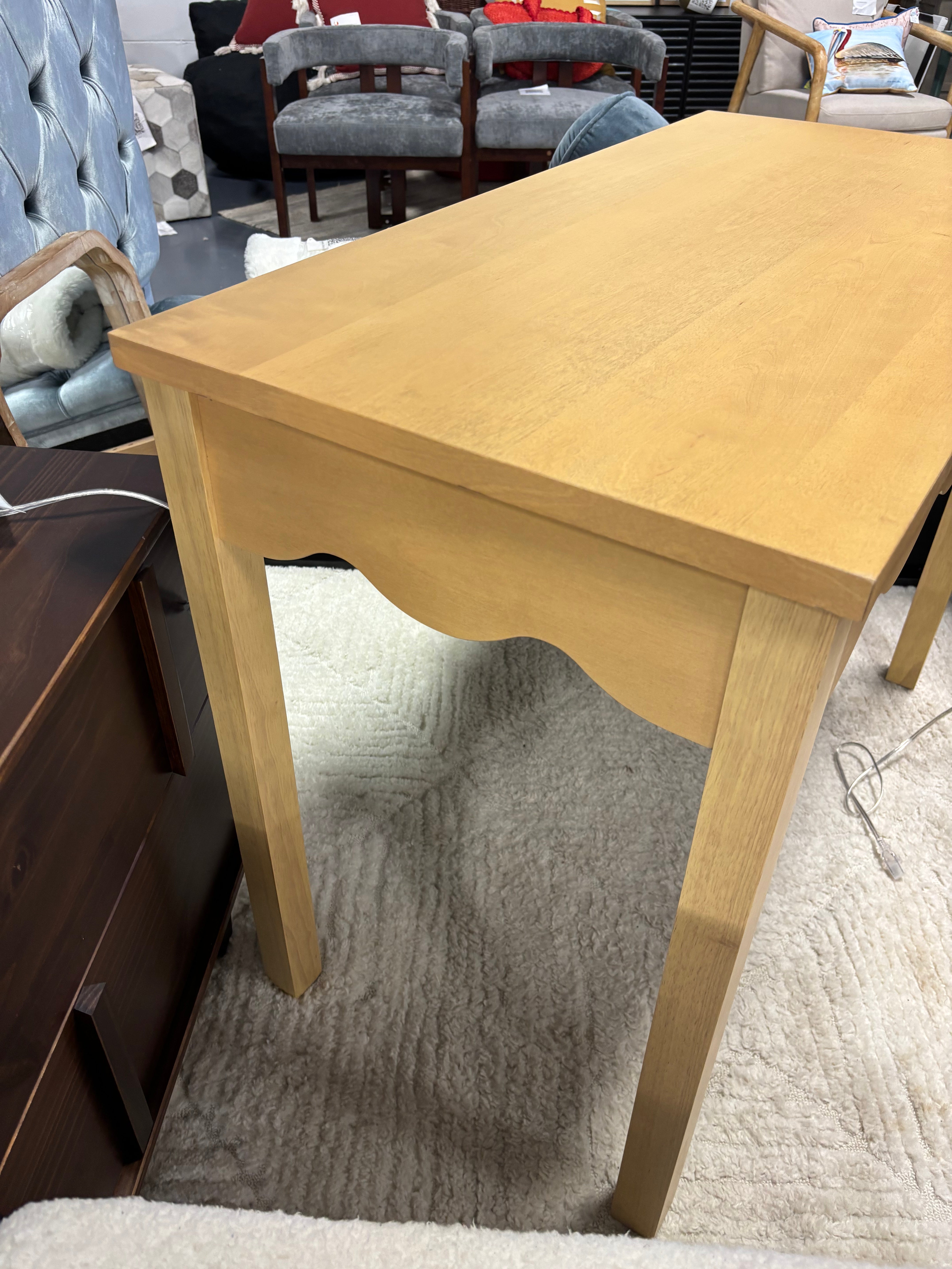 Wavy Writing Desk with Drawer - Natural SHOWROOM ITEM