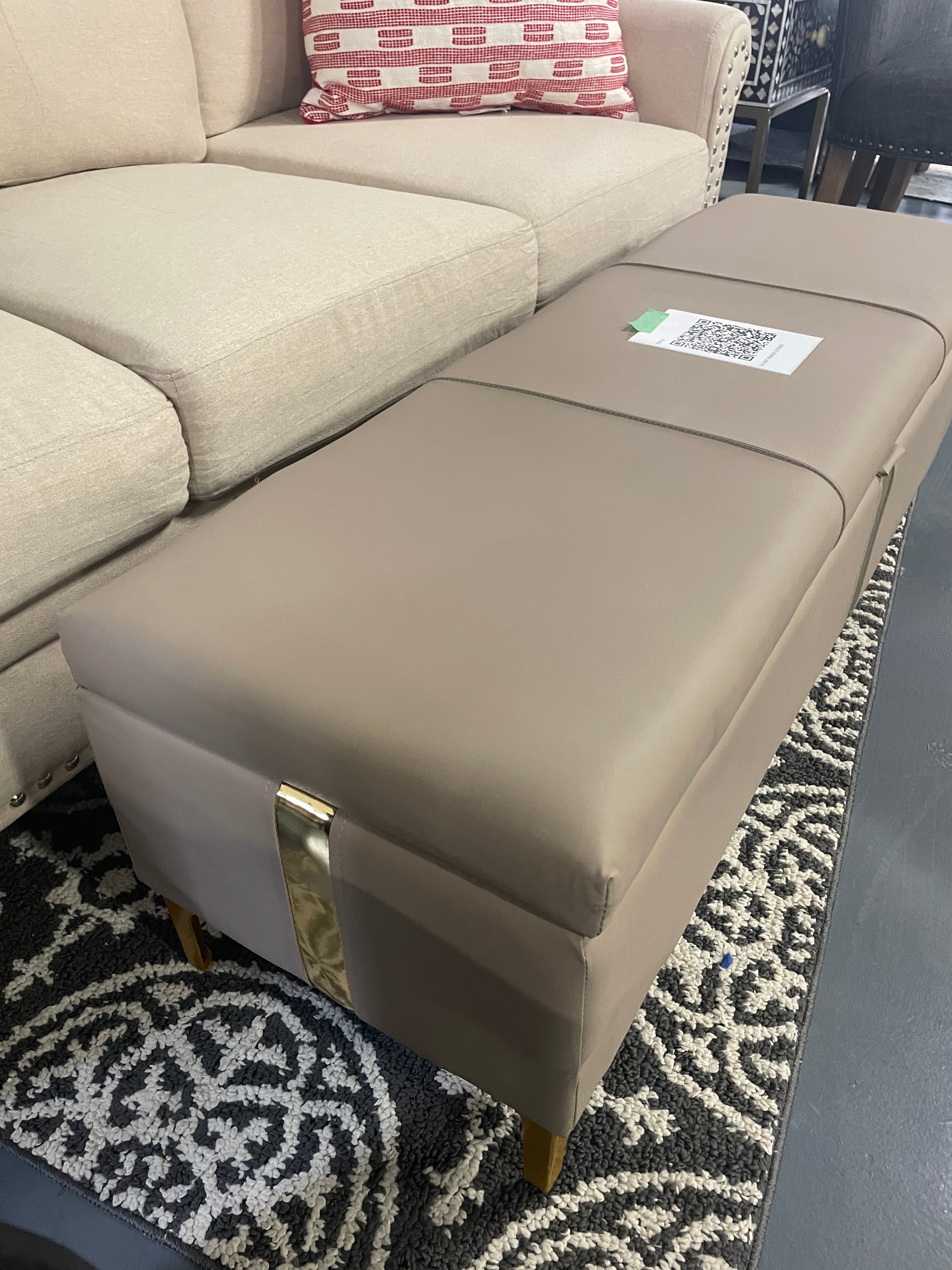 Faux Leather Storage Ottoman Bench