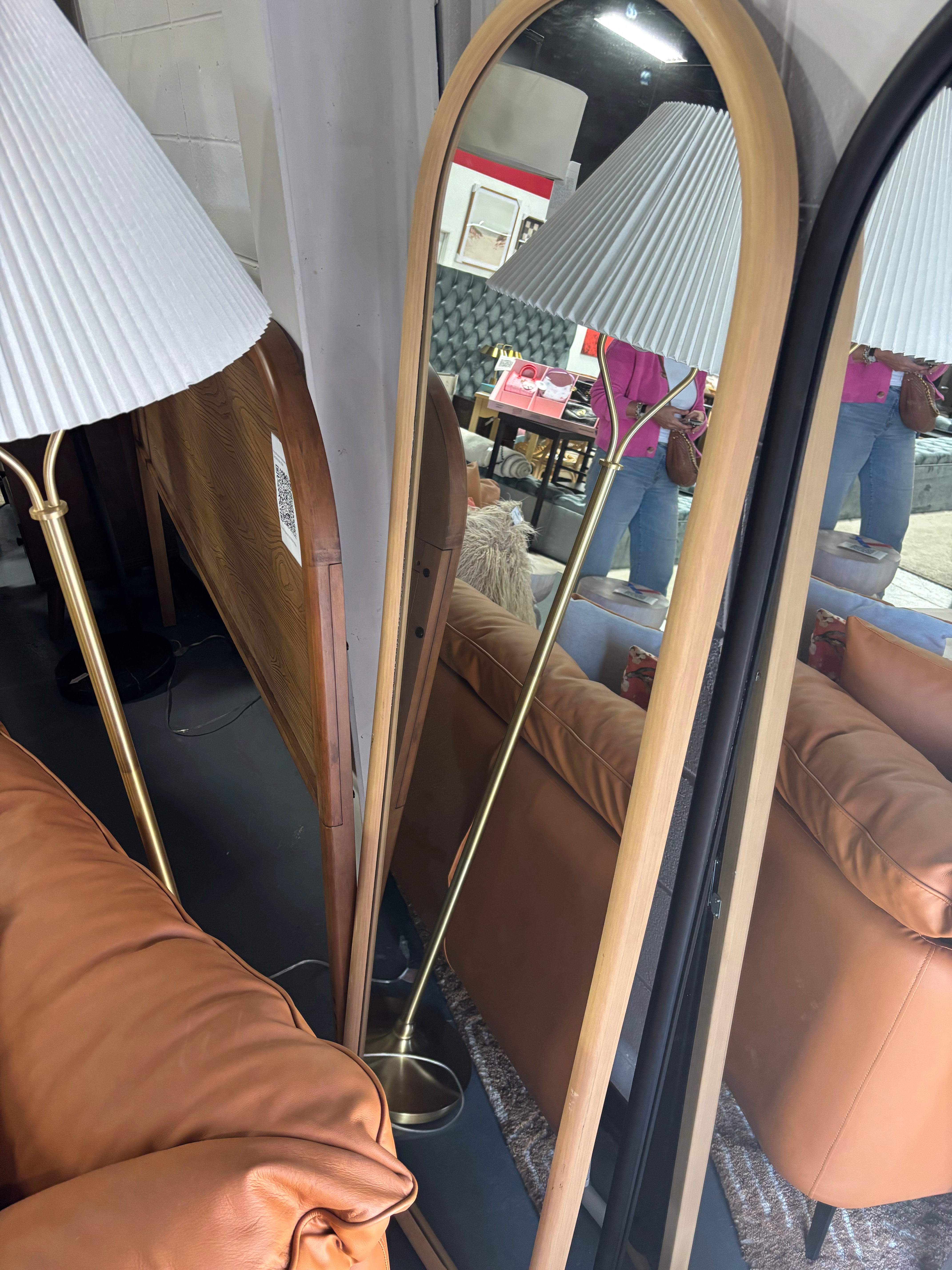 20" x 65" Arch Floor Mirror - Natural SHOWROOM ITEM