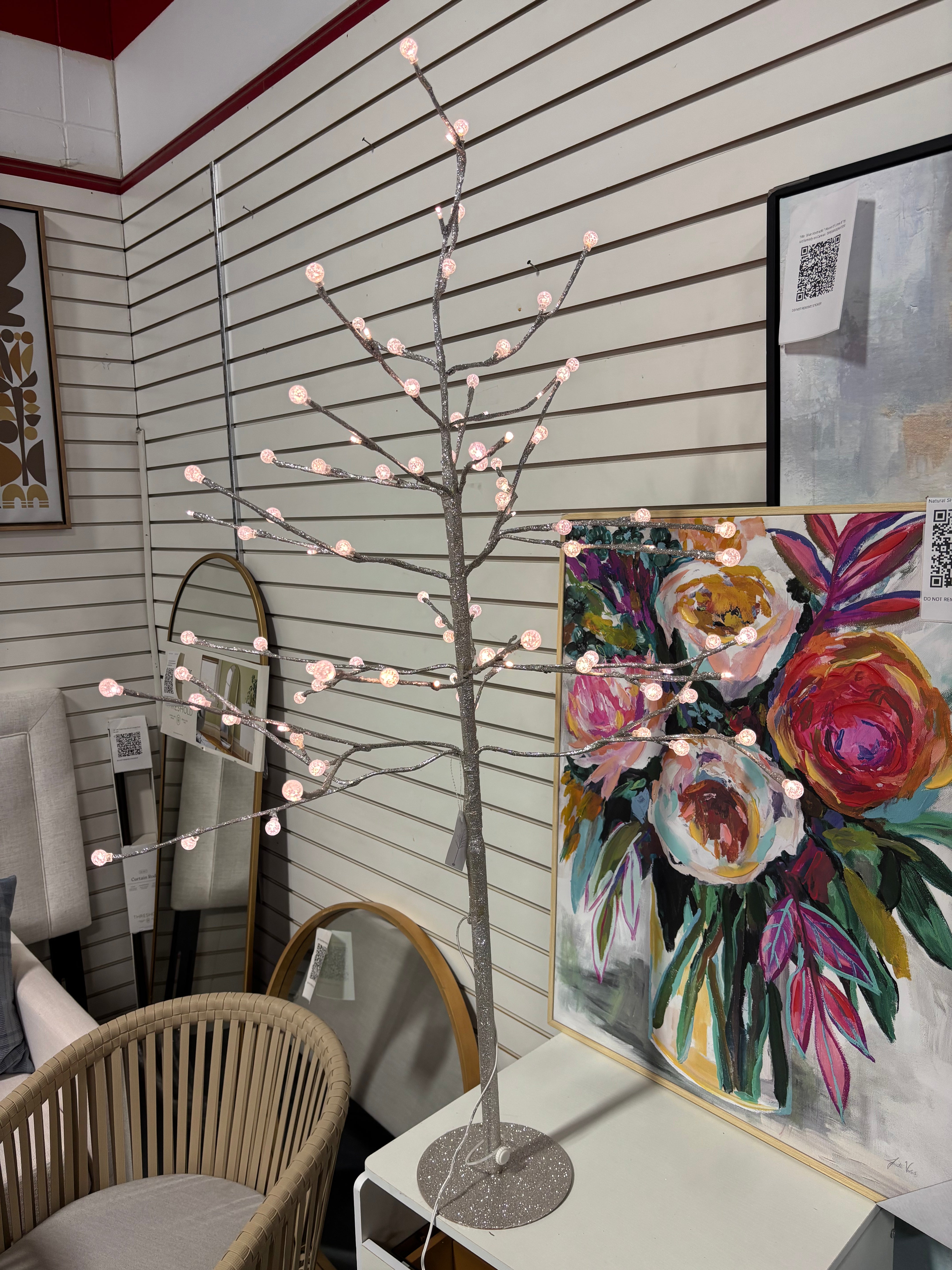 3' Light-Up Festive Tree - Silver Glitter SHOWROOM ITEM
