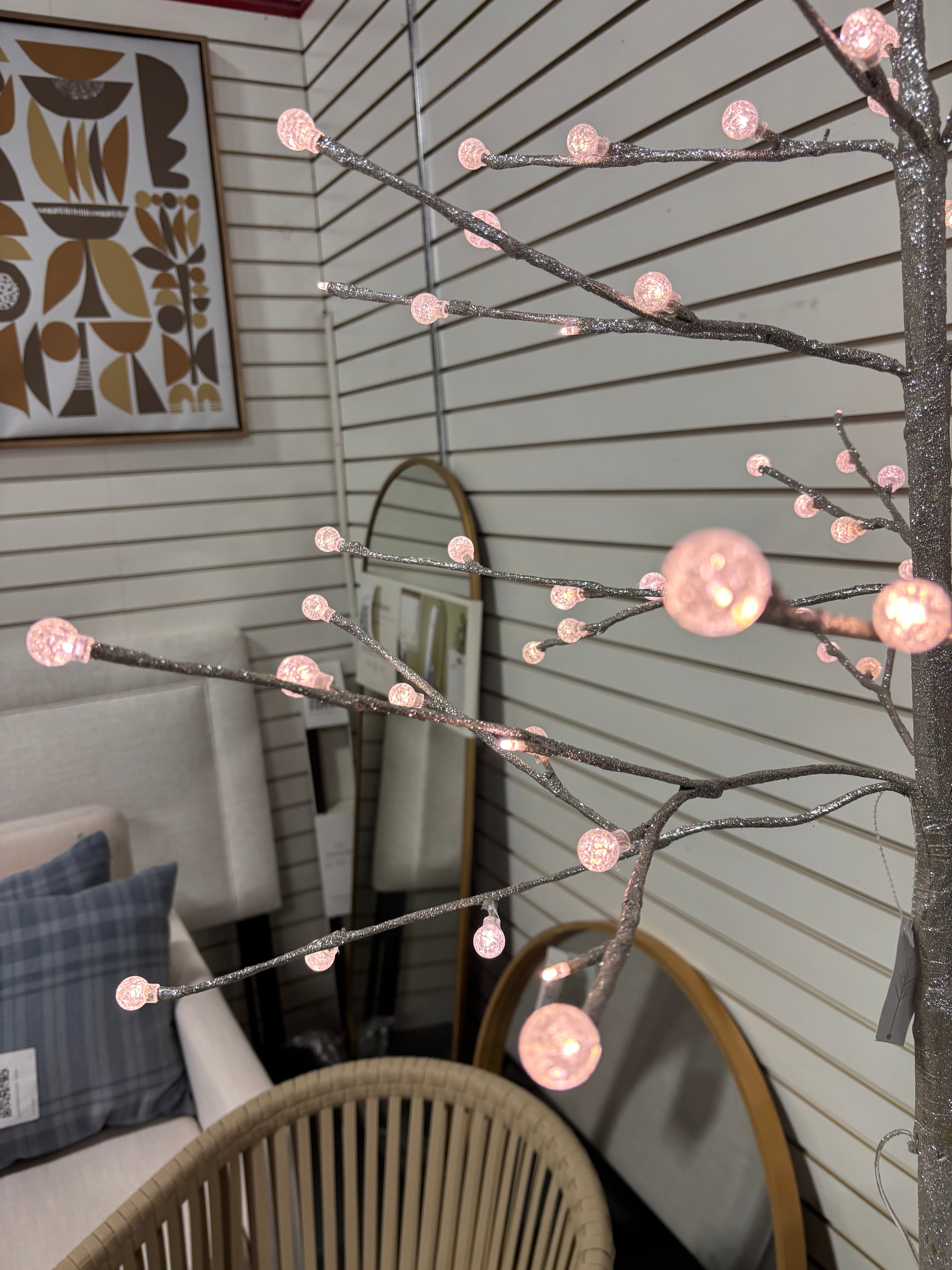 3' Light-Up Festive Tree - Silver Glitter SHOWROOM ITEM