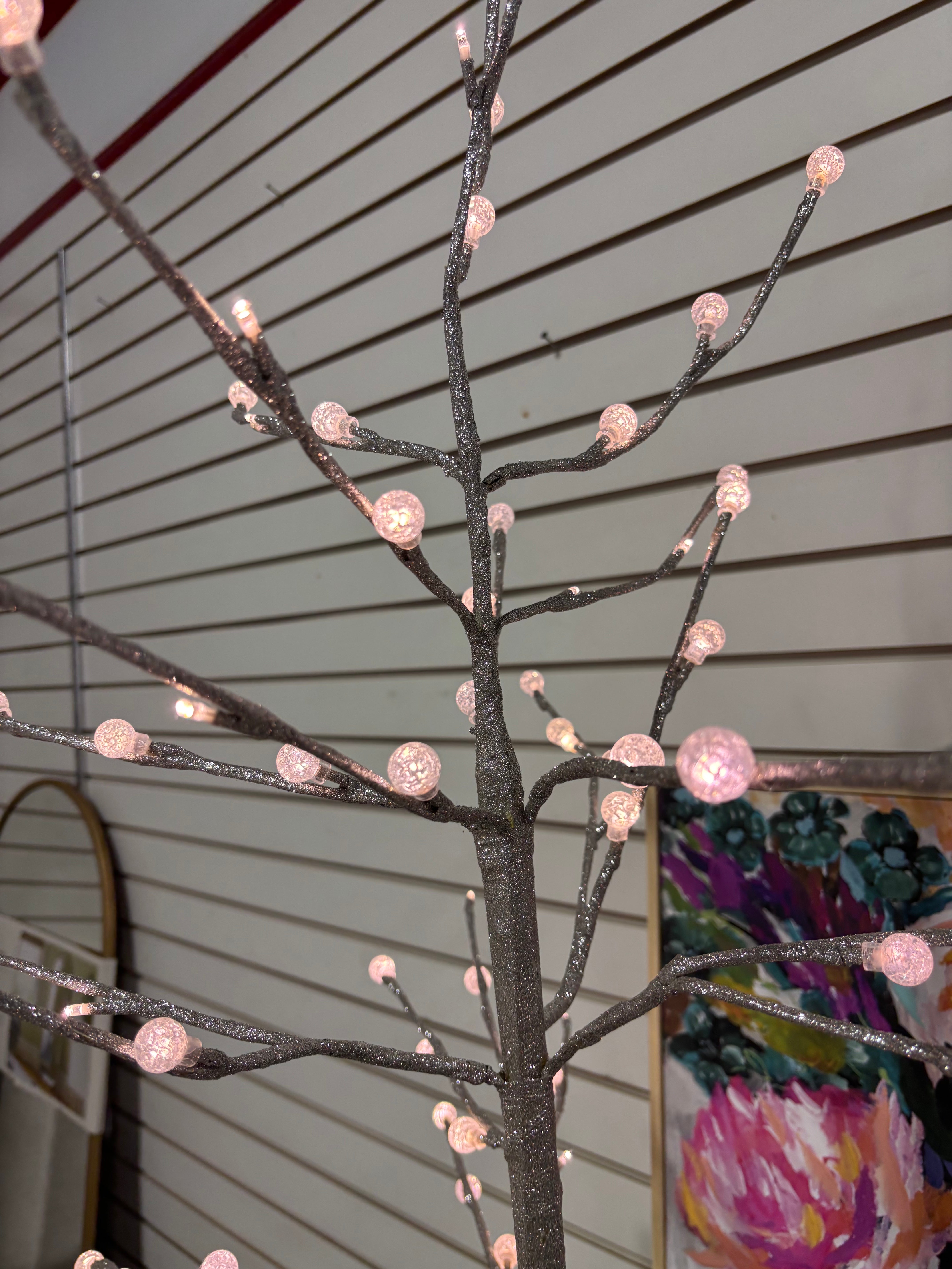 3' Light-Up Festive Tree - Silver Glitter SHOWROOM ITEM