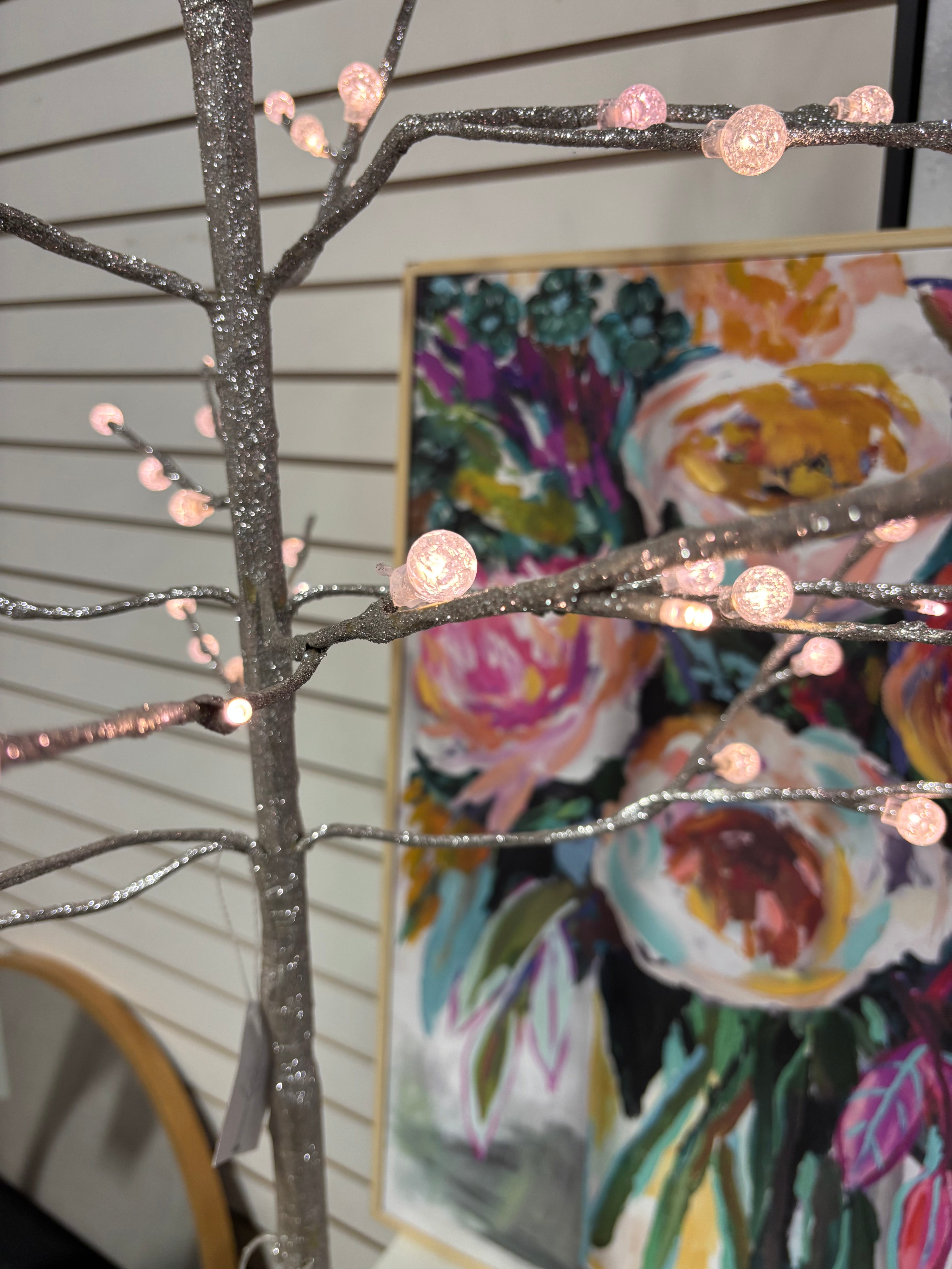 3' Light-Up Festive Tree - Silver Glitter SHOWROOM ITEM