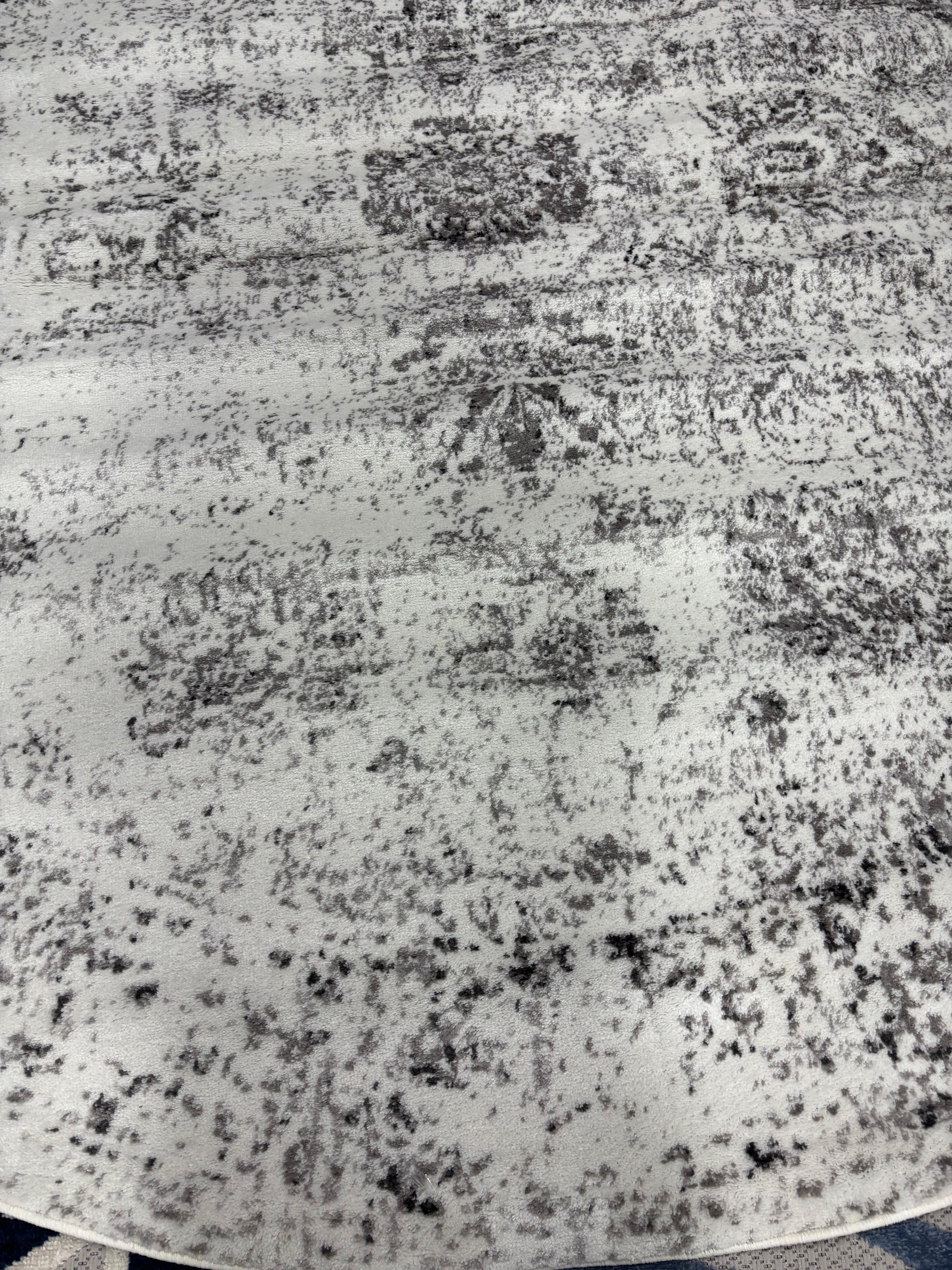 7'10" Round Sofia Casino Area Rug - Gray SHOWROOM ITEM