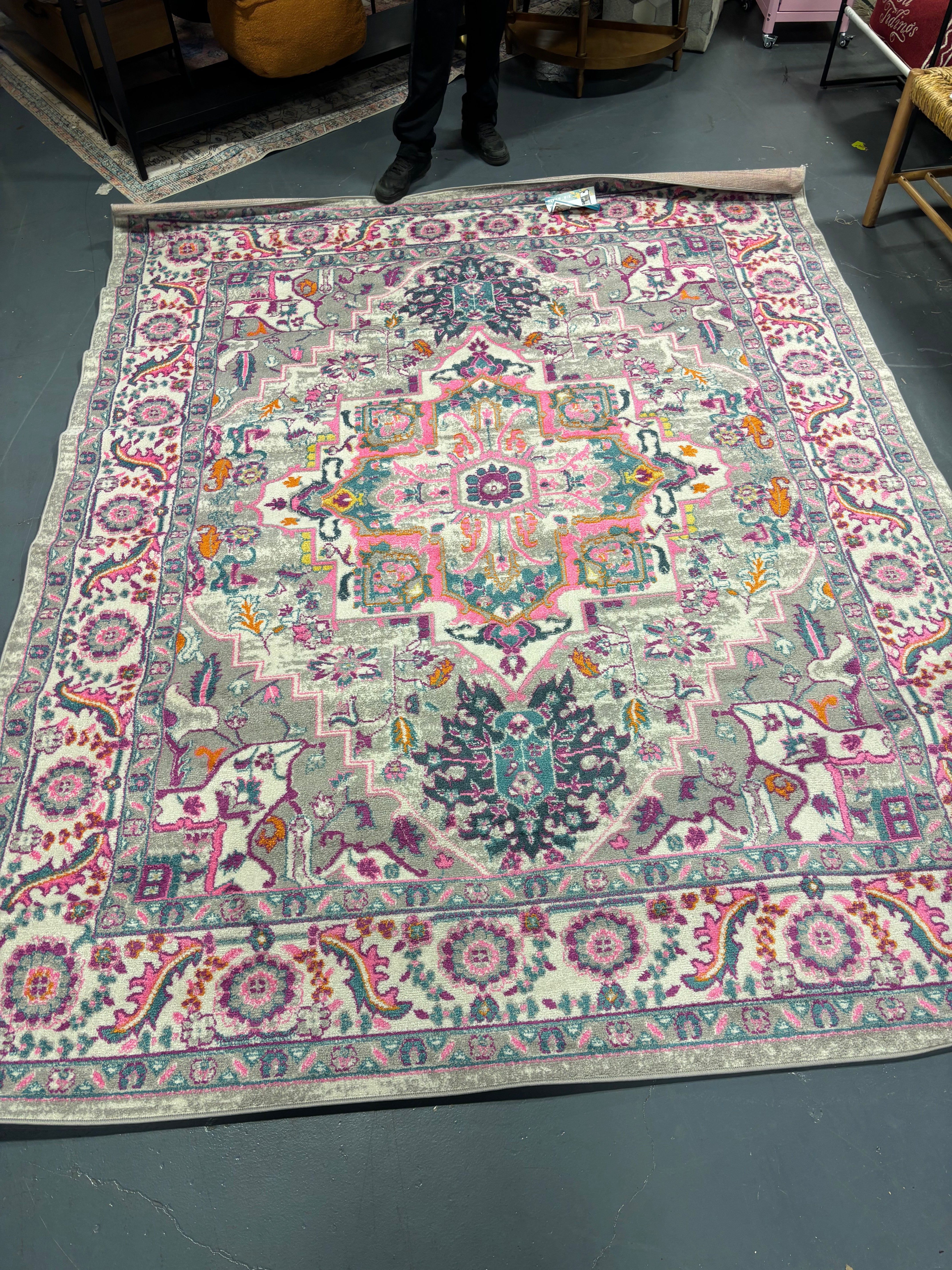 8' X 10' Nourison Passion Persian Area Rug - Light Grey/Pink  SHOWROOM ITEM