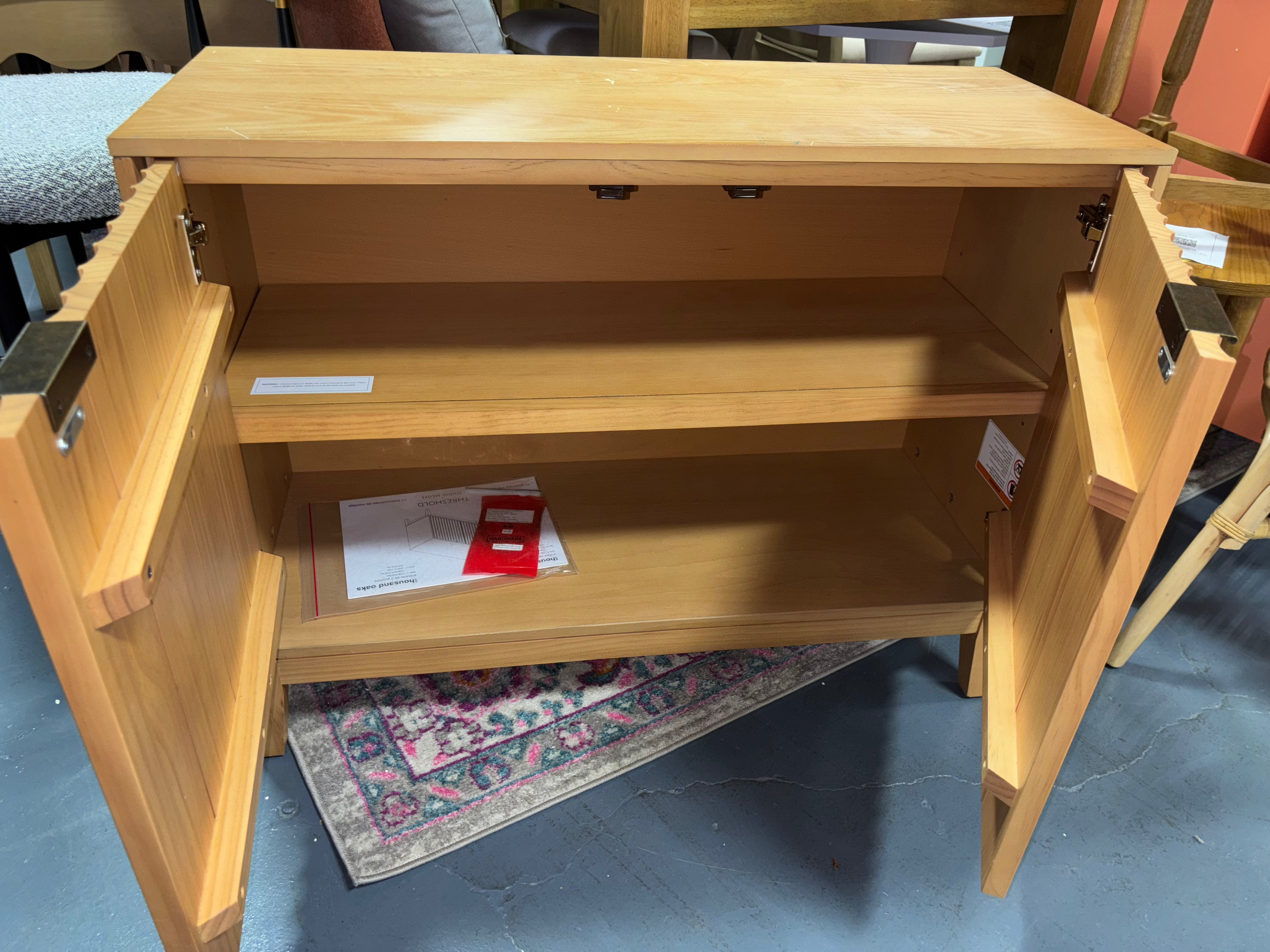 Thousand Oaks Wood Scalloped 2 Door Cabinet - Brown SHOWROOM ITEM