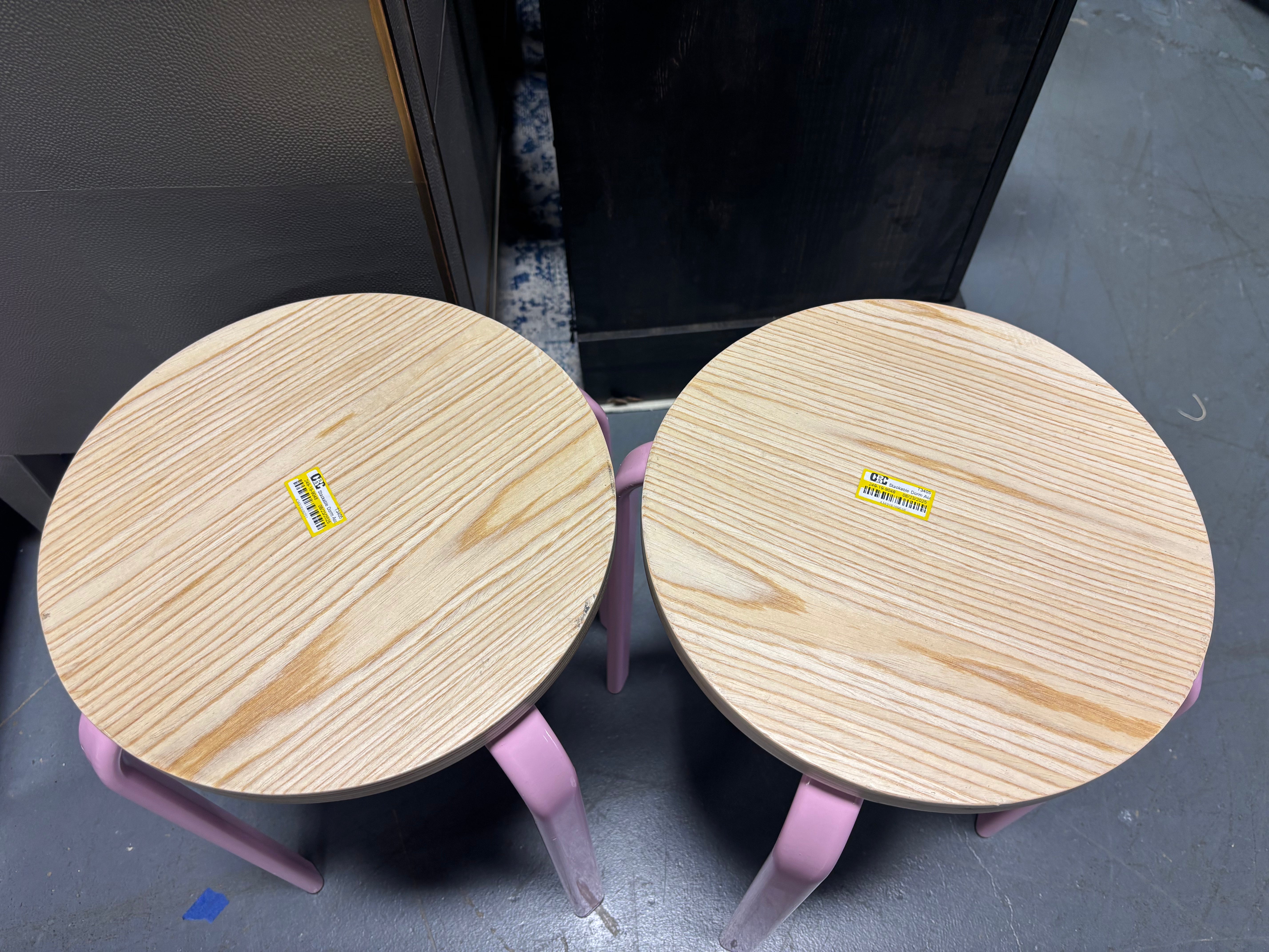(Set of 2) Stackable Accent Stool - Pink SHOWROOM ITEM