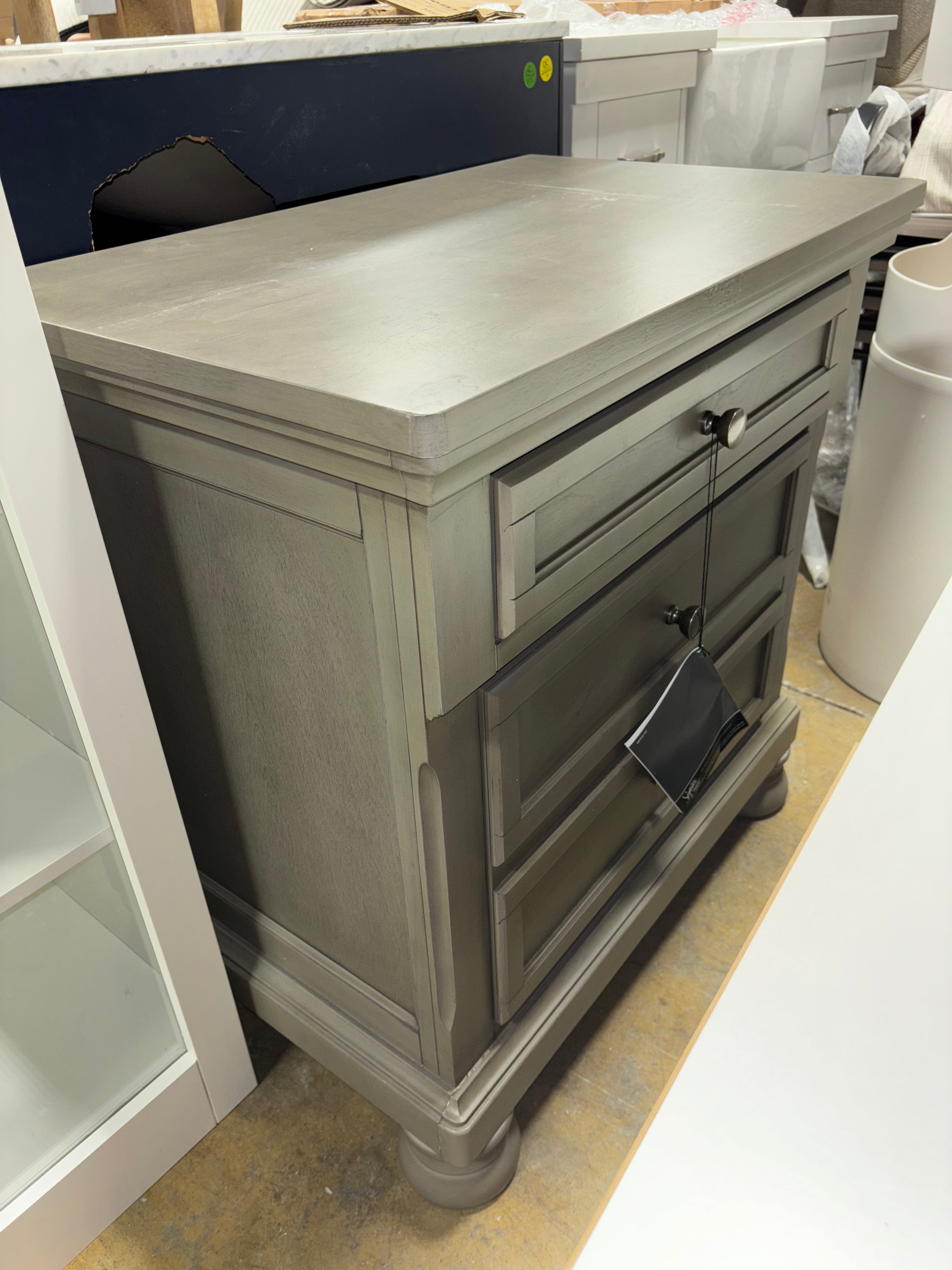 Lettner Two Drawer Nightstand - Light Gray SHOWROOM ITEM