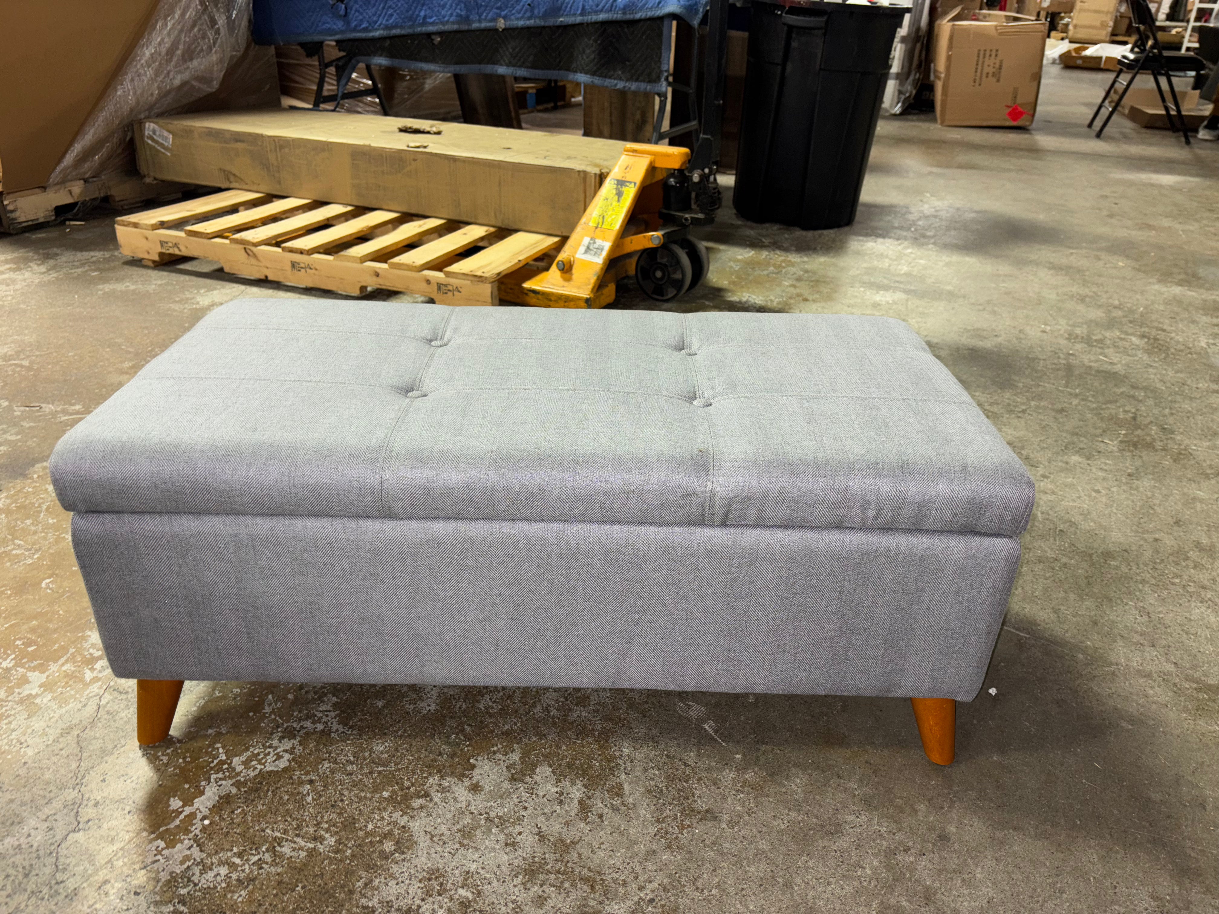 Tallu Upholstered Ottoman - Gray SHOWROOM ITEM