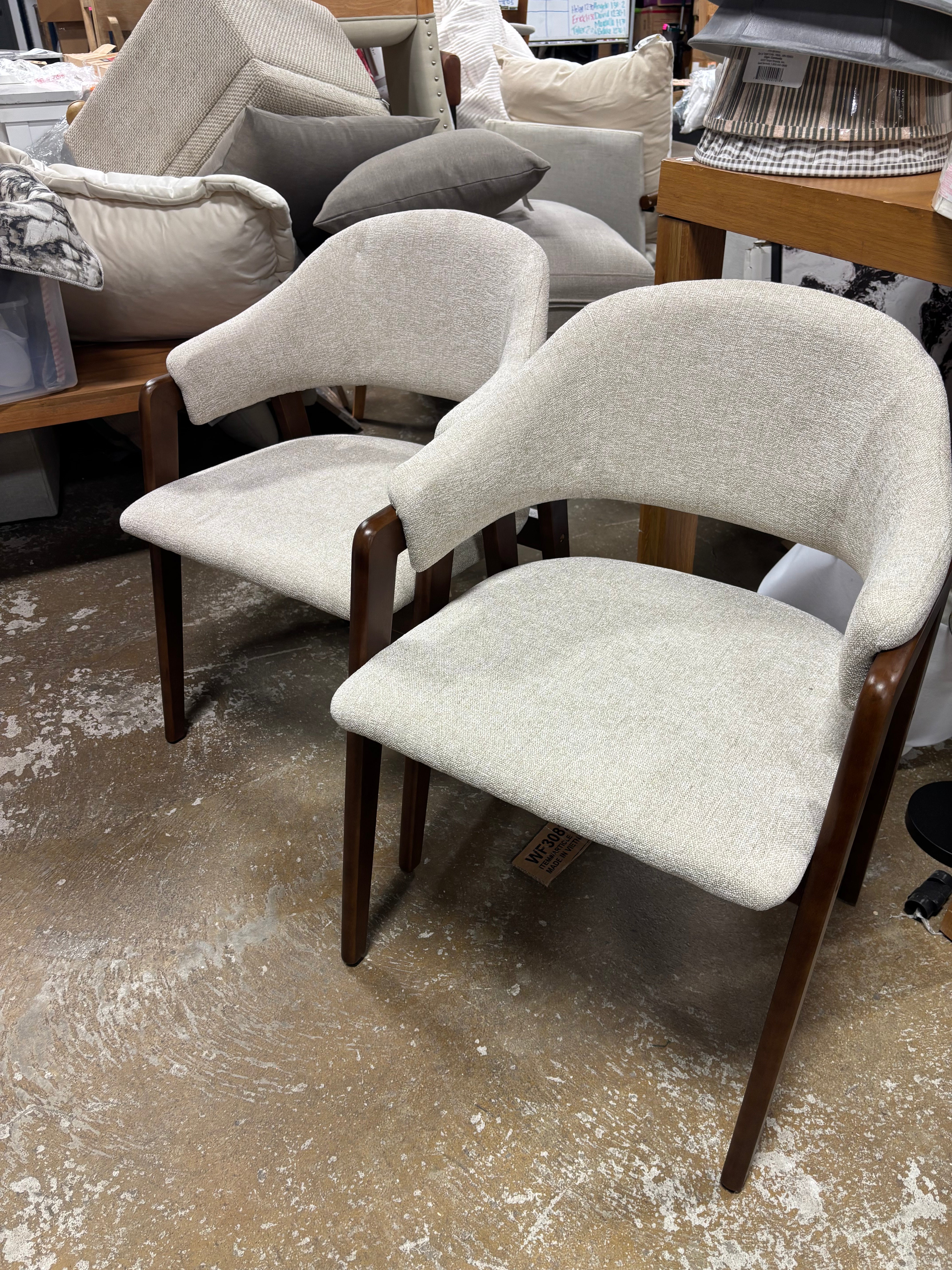 (Set of 2) Ingleside Open Back Upholstered Wood Frame Dining Chair - Beige SHOWROOM ITEM