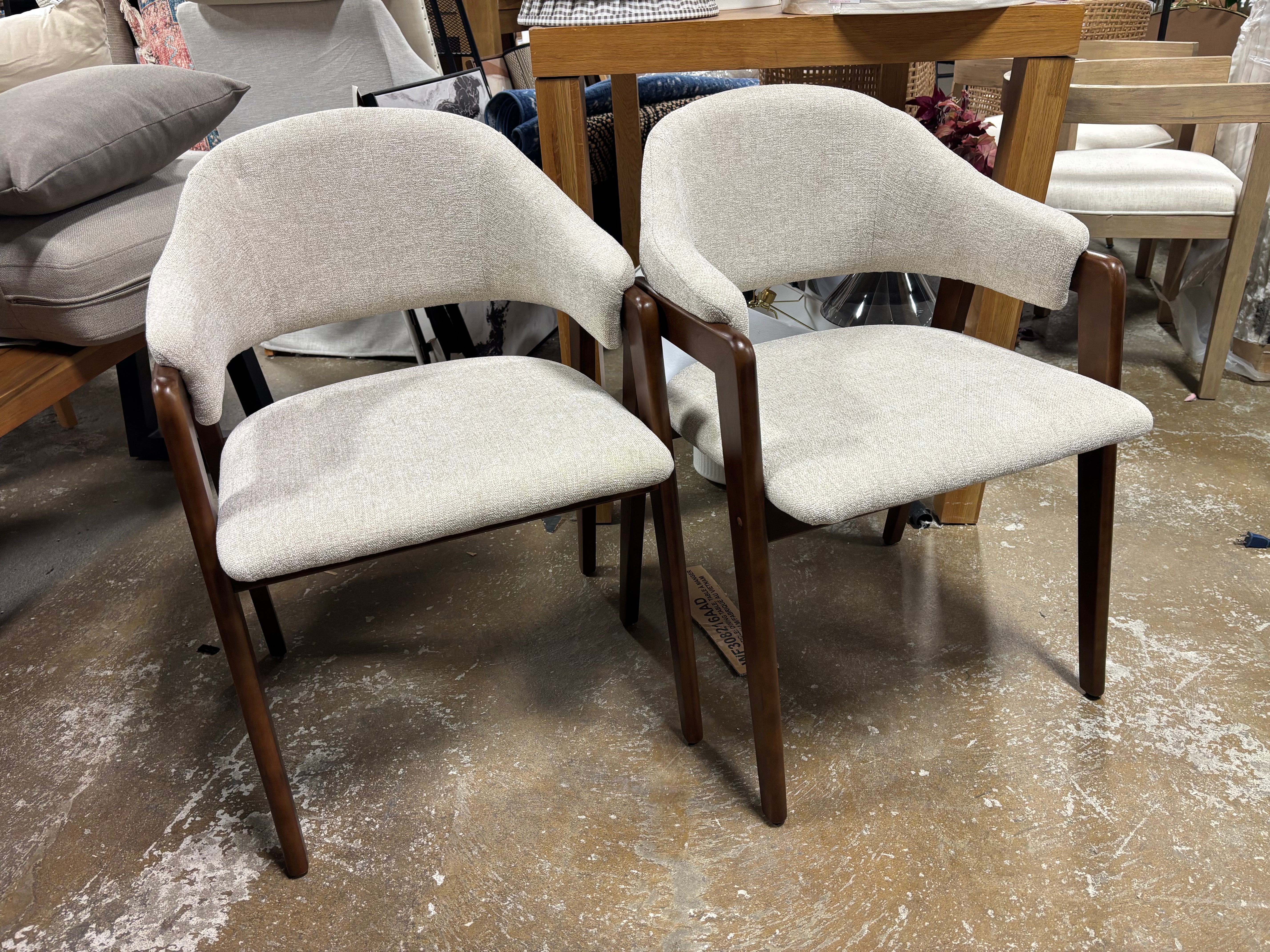 (Set of 2) Ingleside Open Back Upholstered Wood Frame Dining Chair - Beige SHOWROOM ITEM