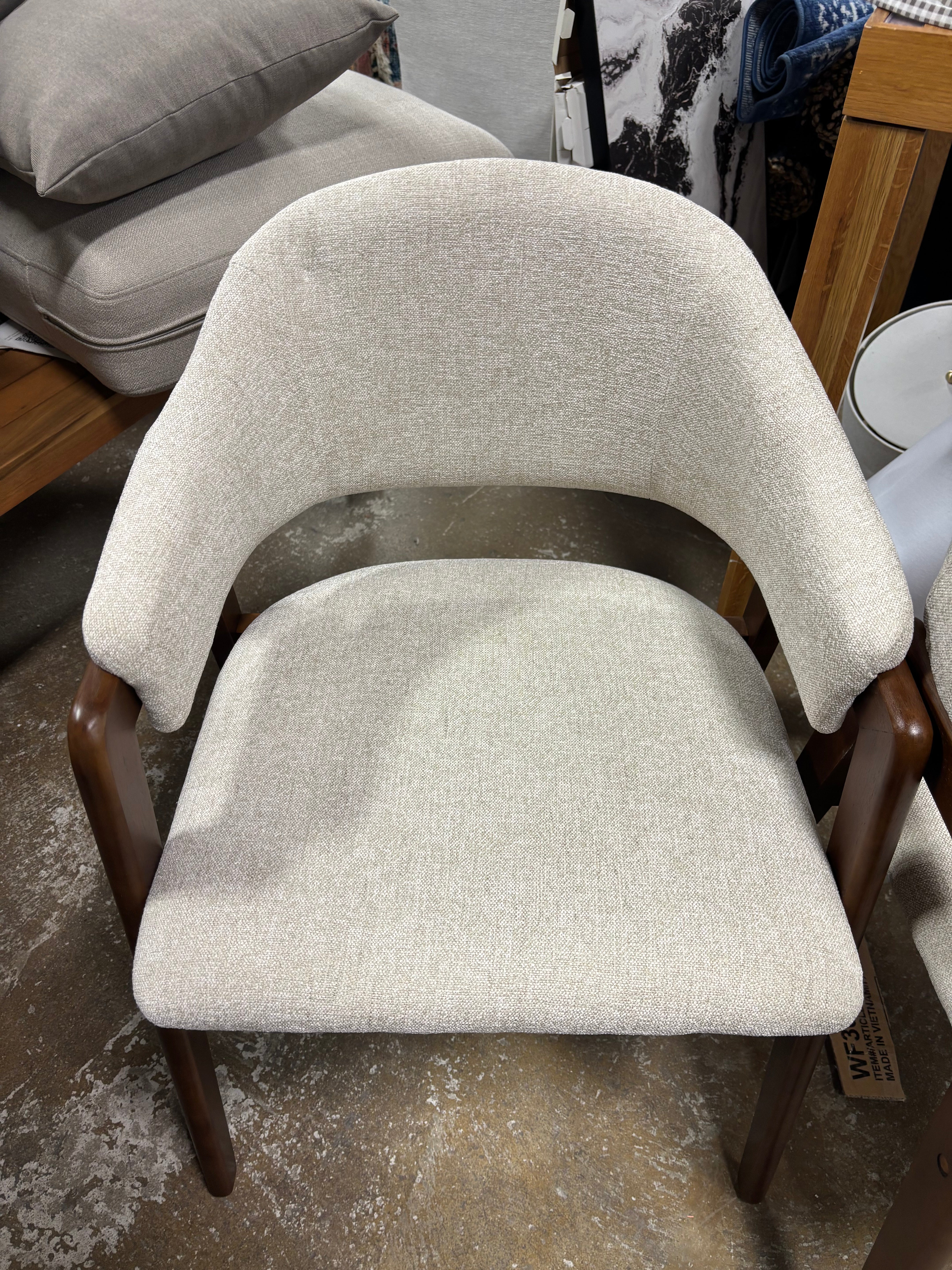 (Set of 2) Ingleside Open Back Upholstered Wood Frame Dining Chair - Beige SHOWROOM ITEM