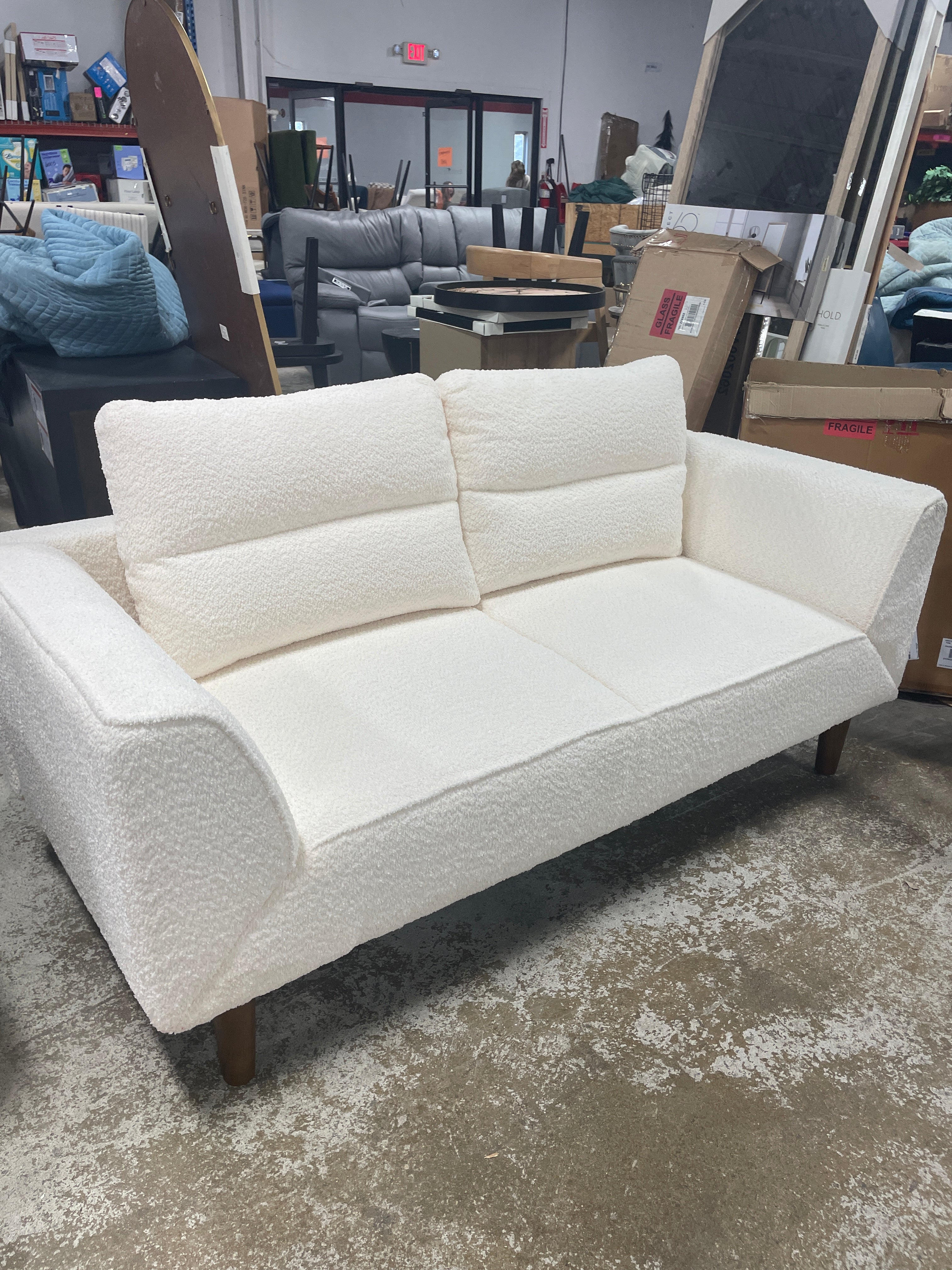 64" Boucle Convertible Small Couch SHOWROOM ITEM
