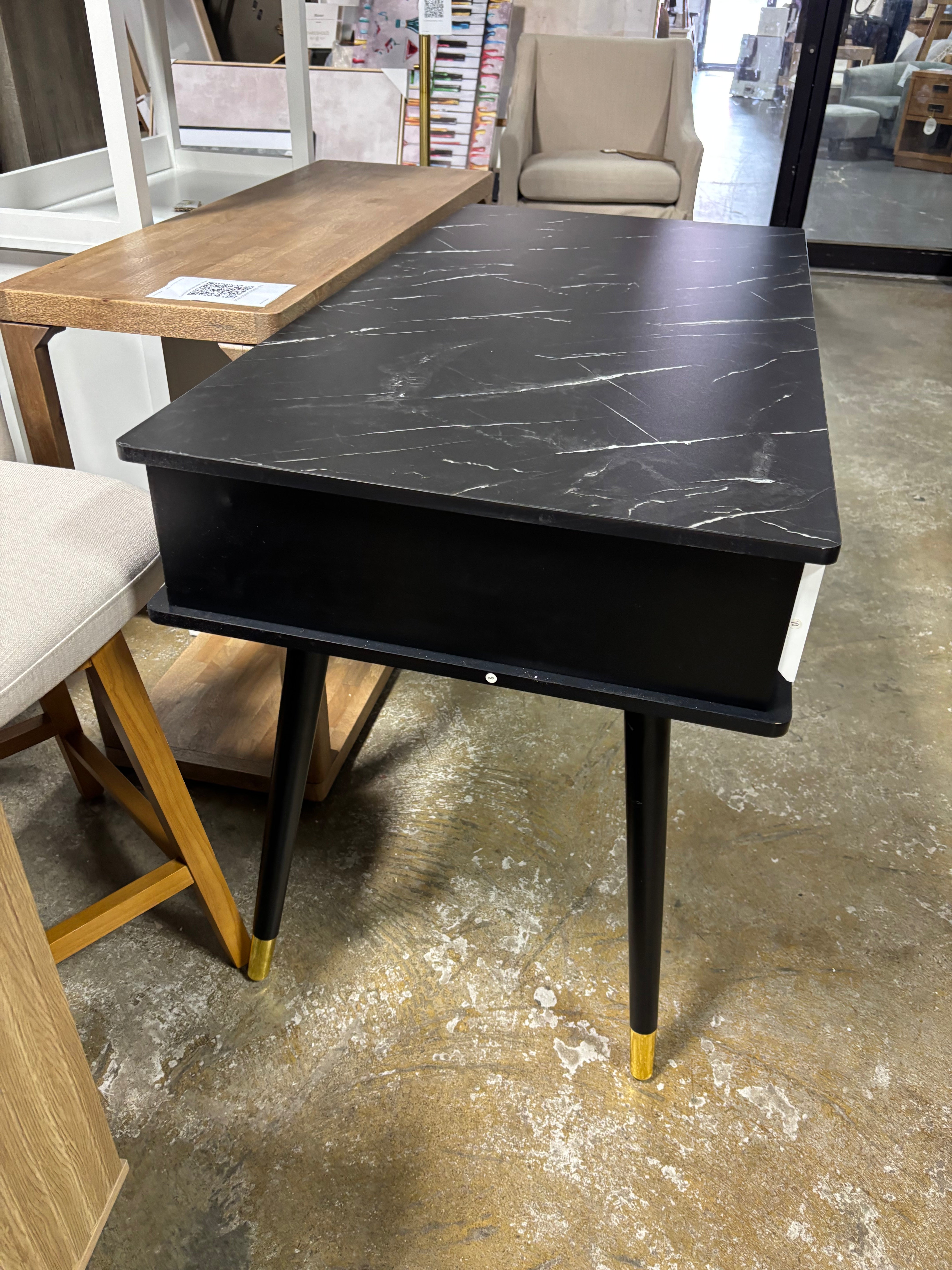 2 Drawer Mid-Century Modern Desk - Black SHOWROOM ITEM