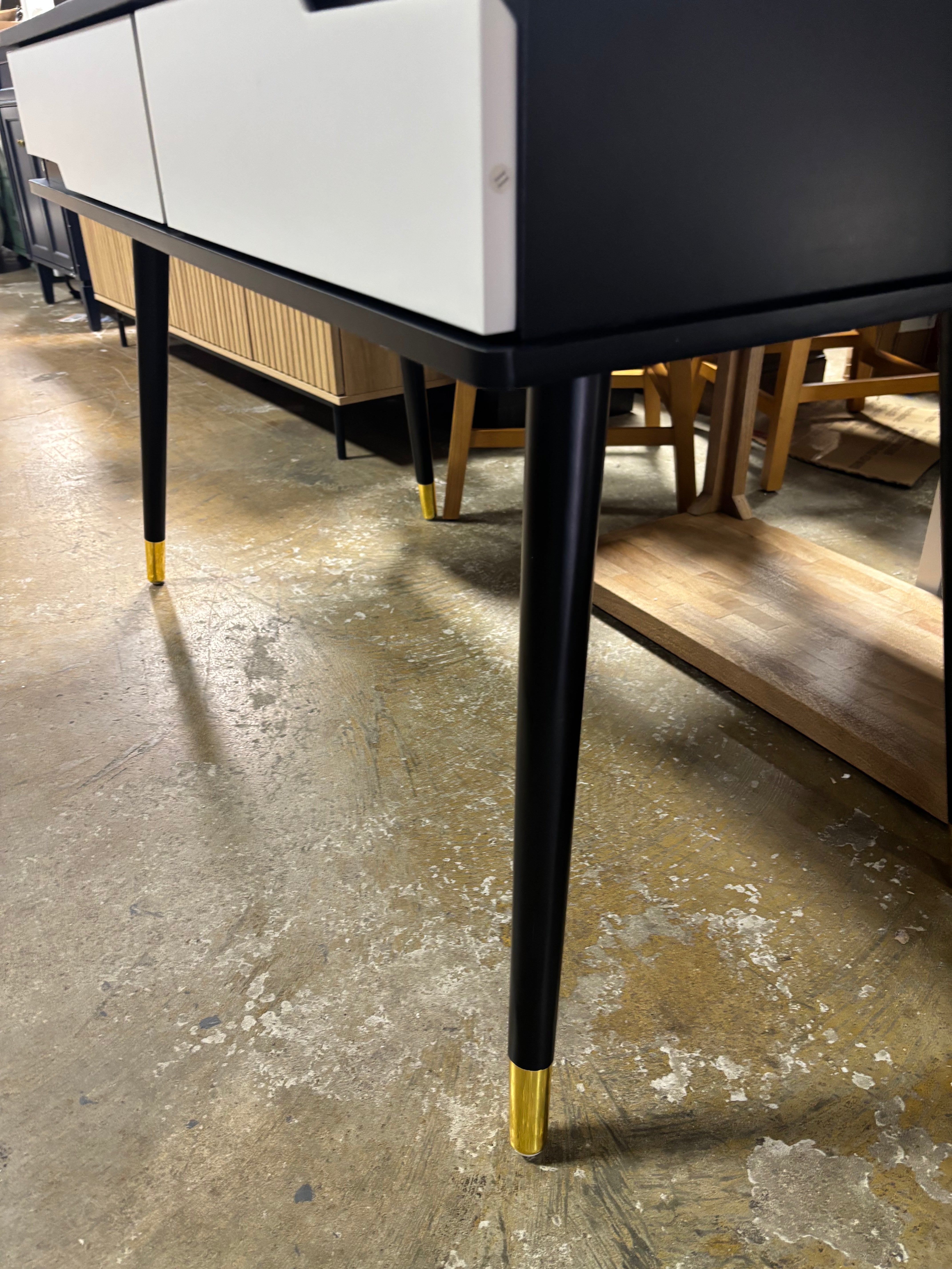 2 Drawer Mid-Century Modern Desk - Black SHOWROOM ITEM