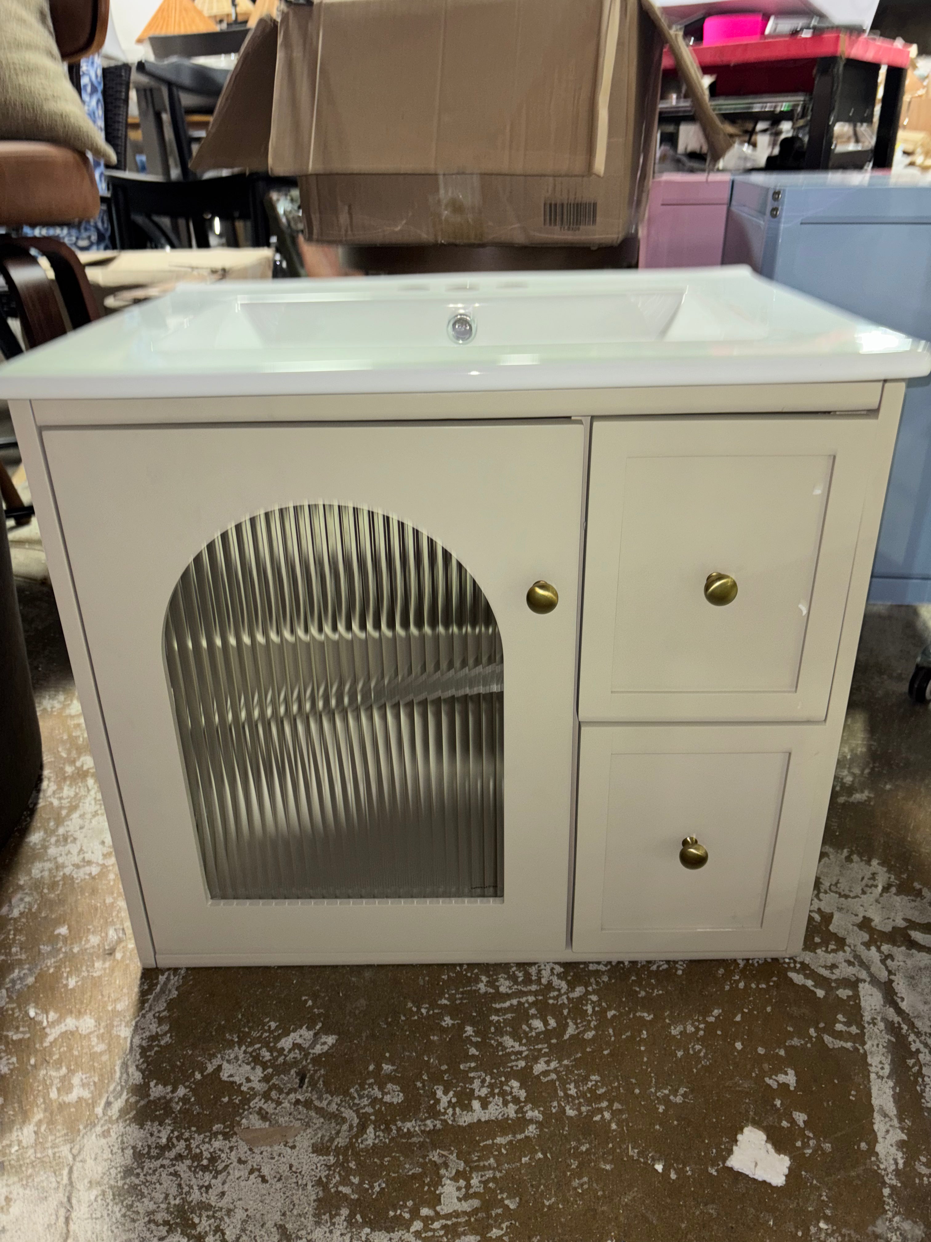 Baltique 24” Modern Wall Mount Bathroom Vanity with Ceramic Sink SHOWROOM ITEM